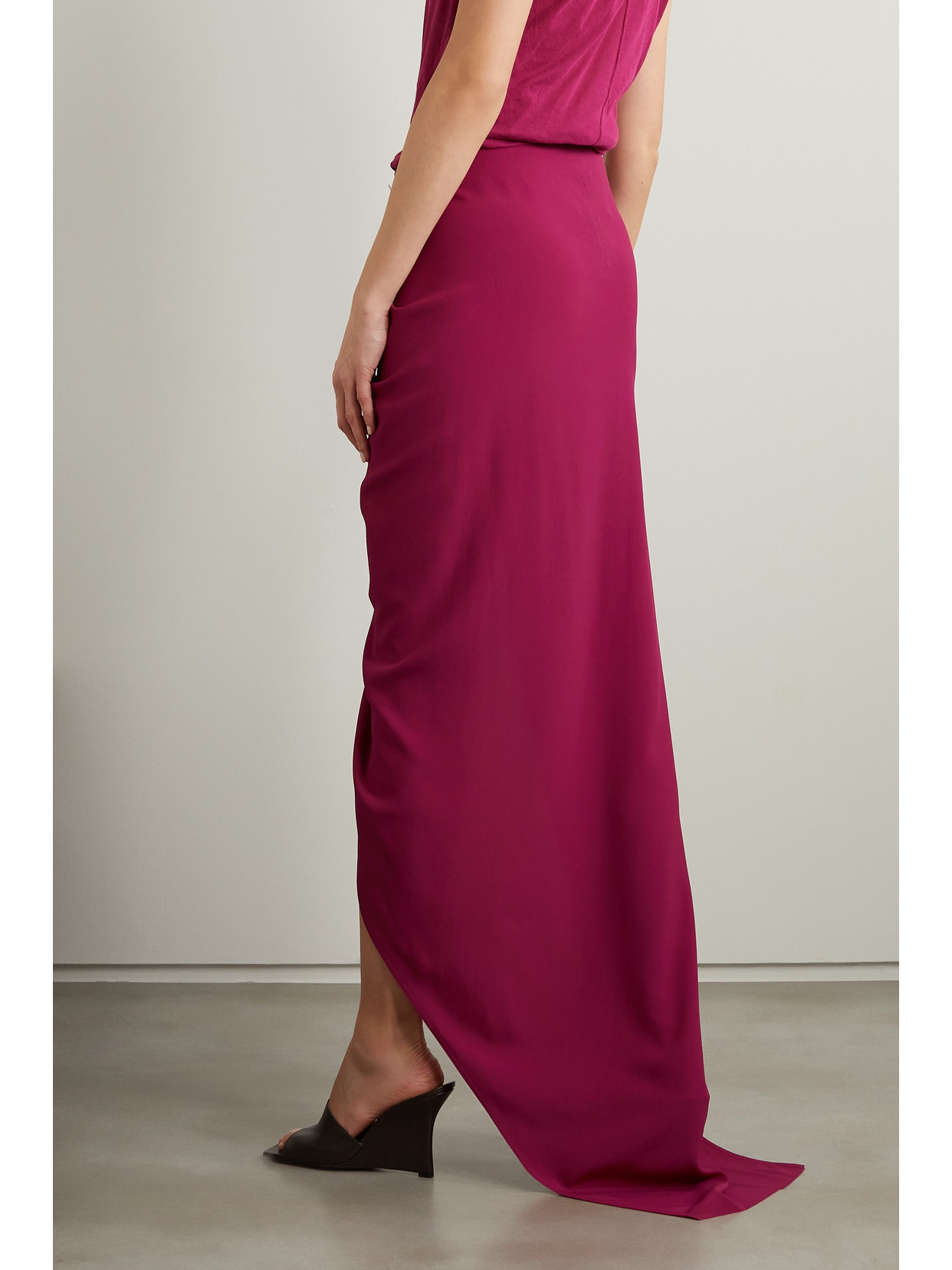 Gathered Asymmetric Crepe Maxi