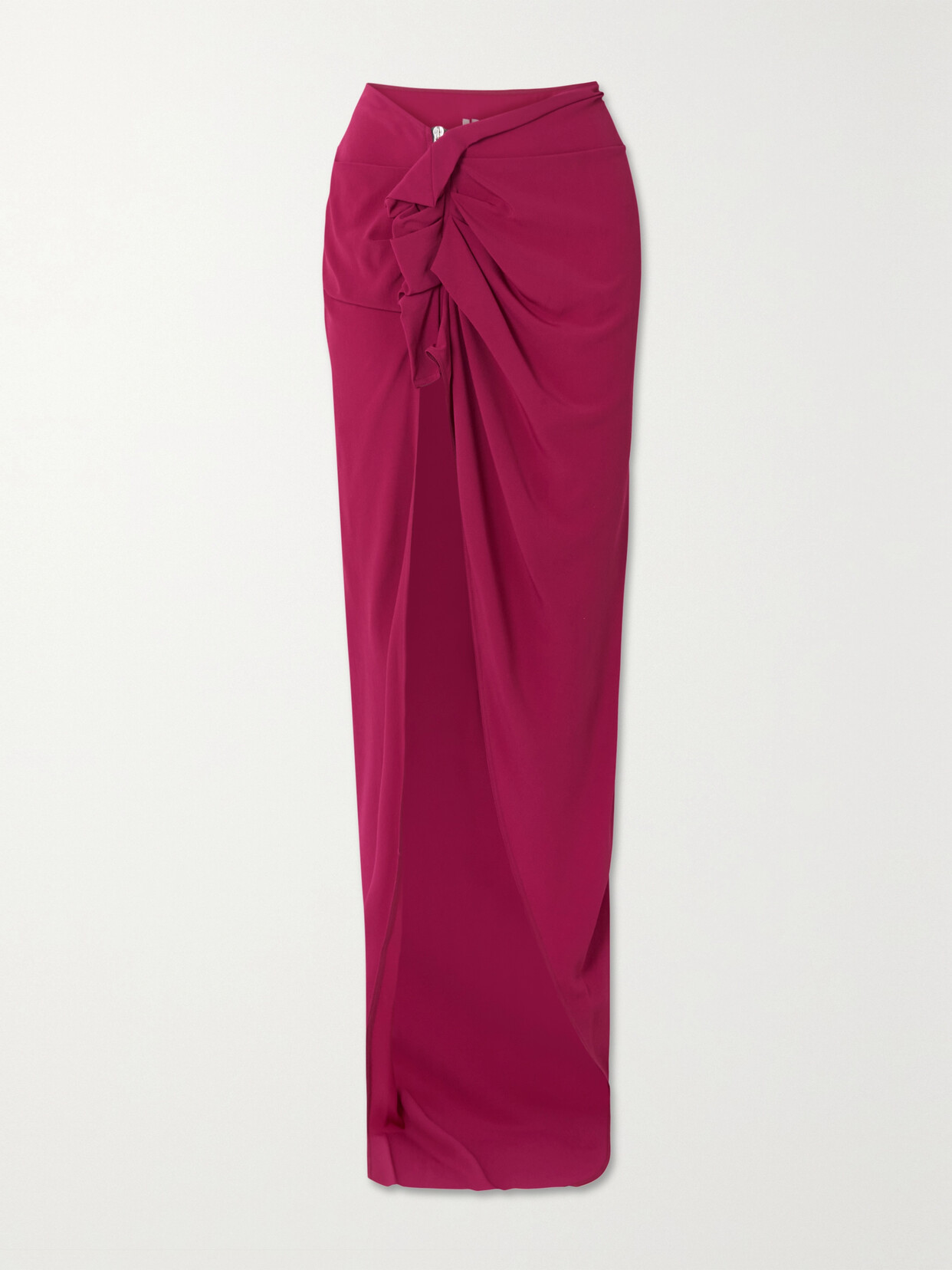 Rick Owens Gathered Asymmetric Crepe Maxi Skirt In Pink