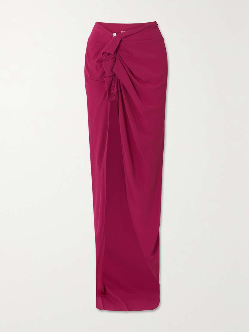 Rick Owens Gathered Asymmetric Crepe Maxi Skirt