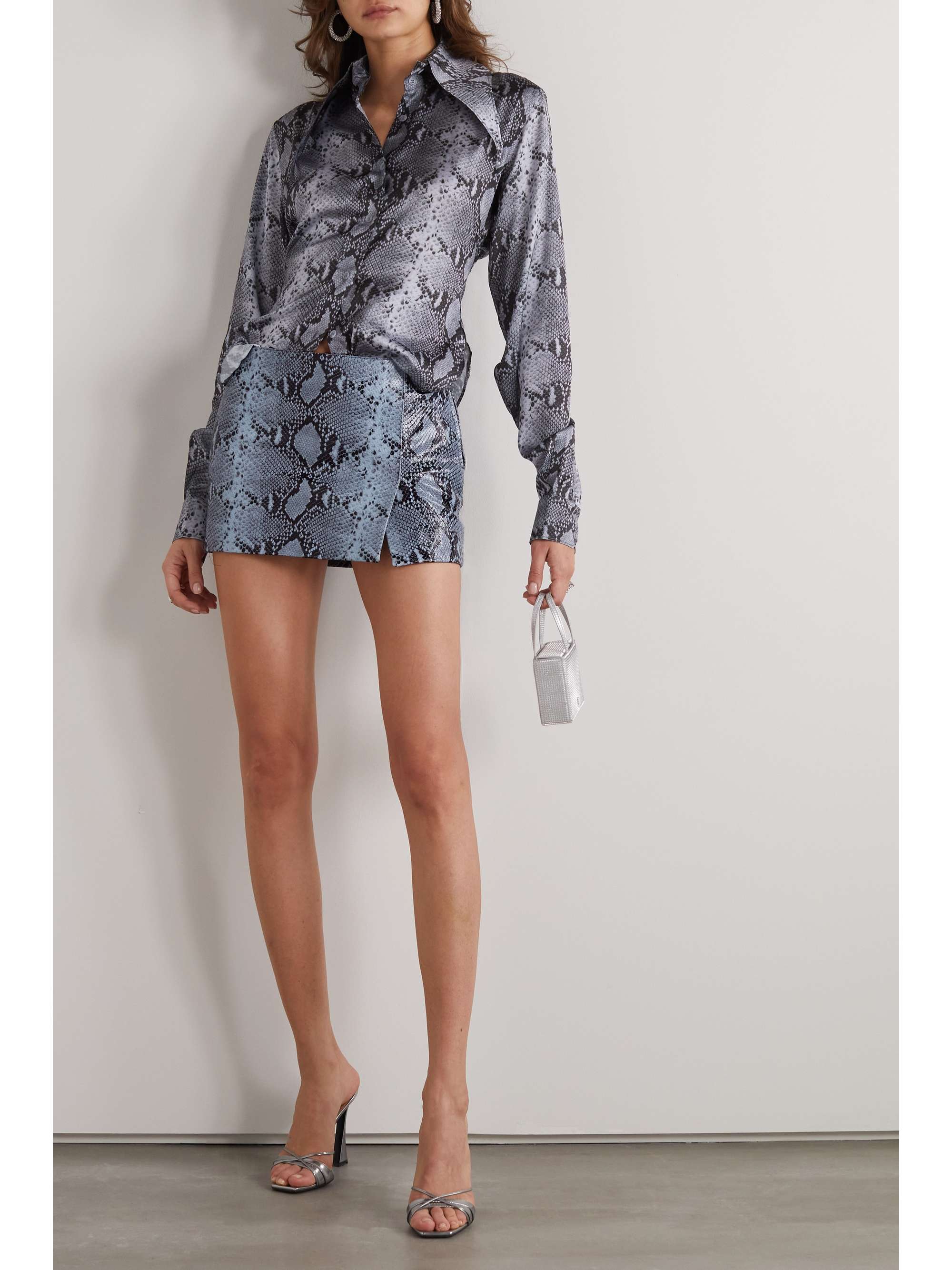 16ARLINGTON Minerva snake-effect leather mini skirt