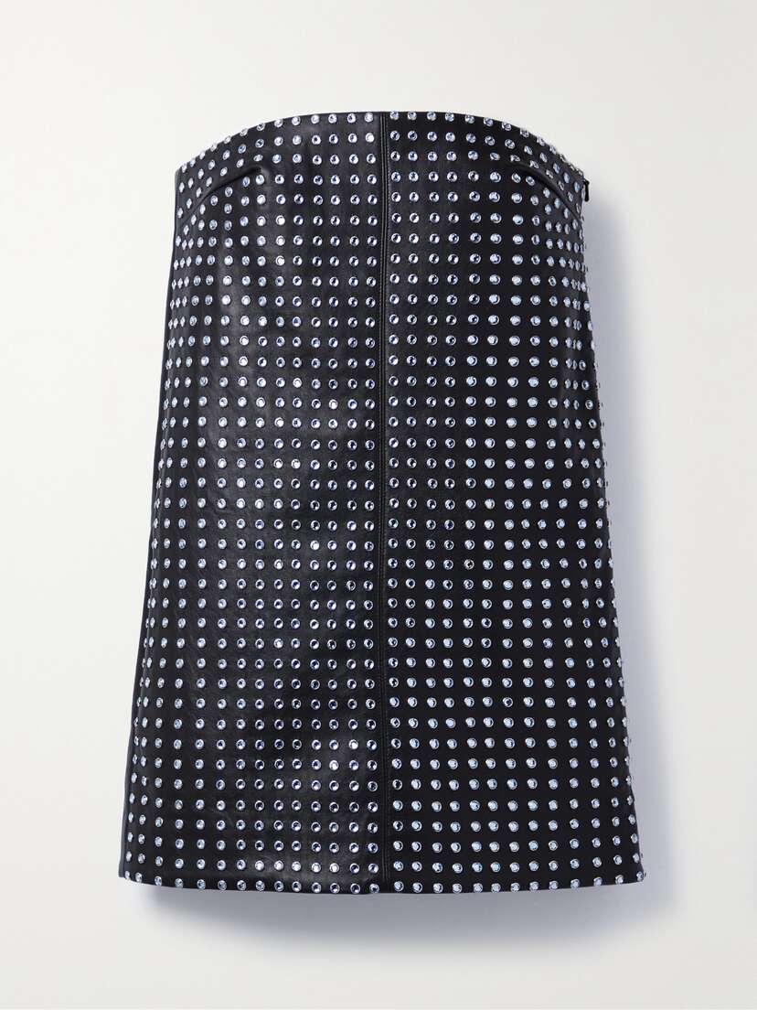 16Arlington Blaise Strapless Crystal-embellished Leather Mini Dress - UK 10