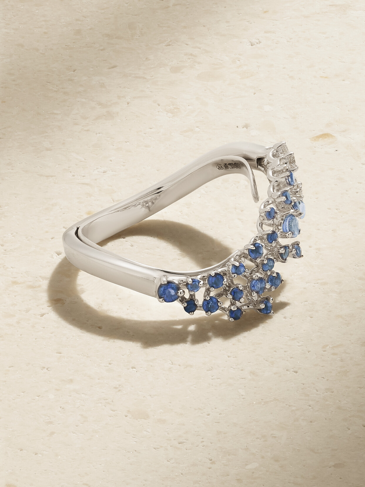Ananya - Scatter 18-karat White Gold, Sapphire And Diamond Ring - 6 1/2