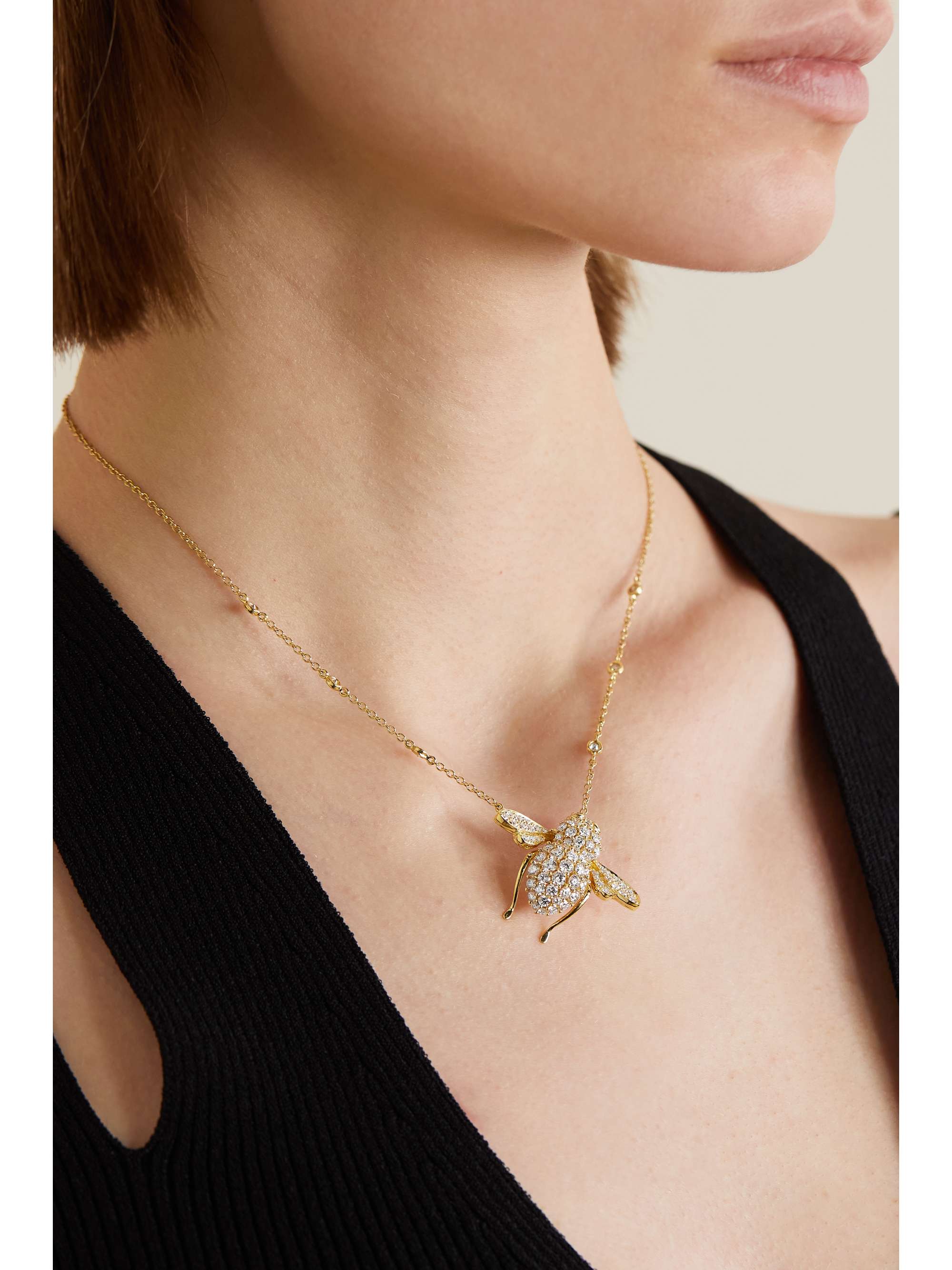 SABBADINI Bee 18-karat gold diamond necklace