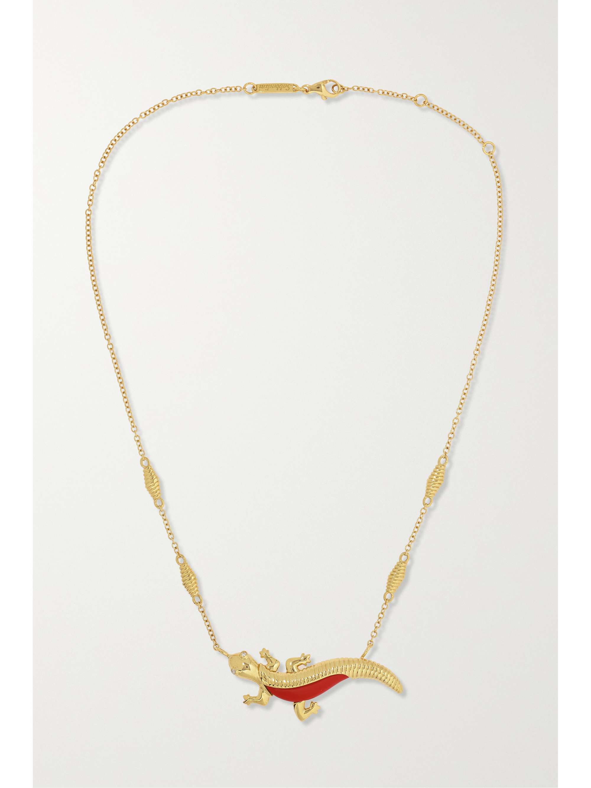 SABBADINI Geko 18-karat gold, enamel and diamond necklace