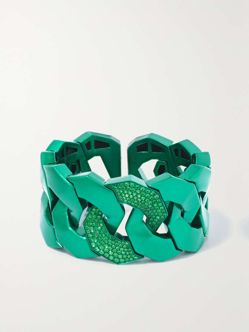 Sabbadini Soho Titanium, Tsavorite And Garnet Cuff