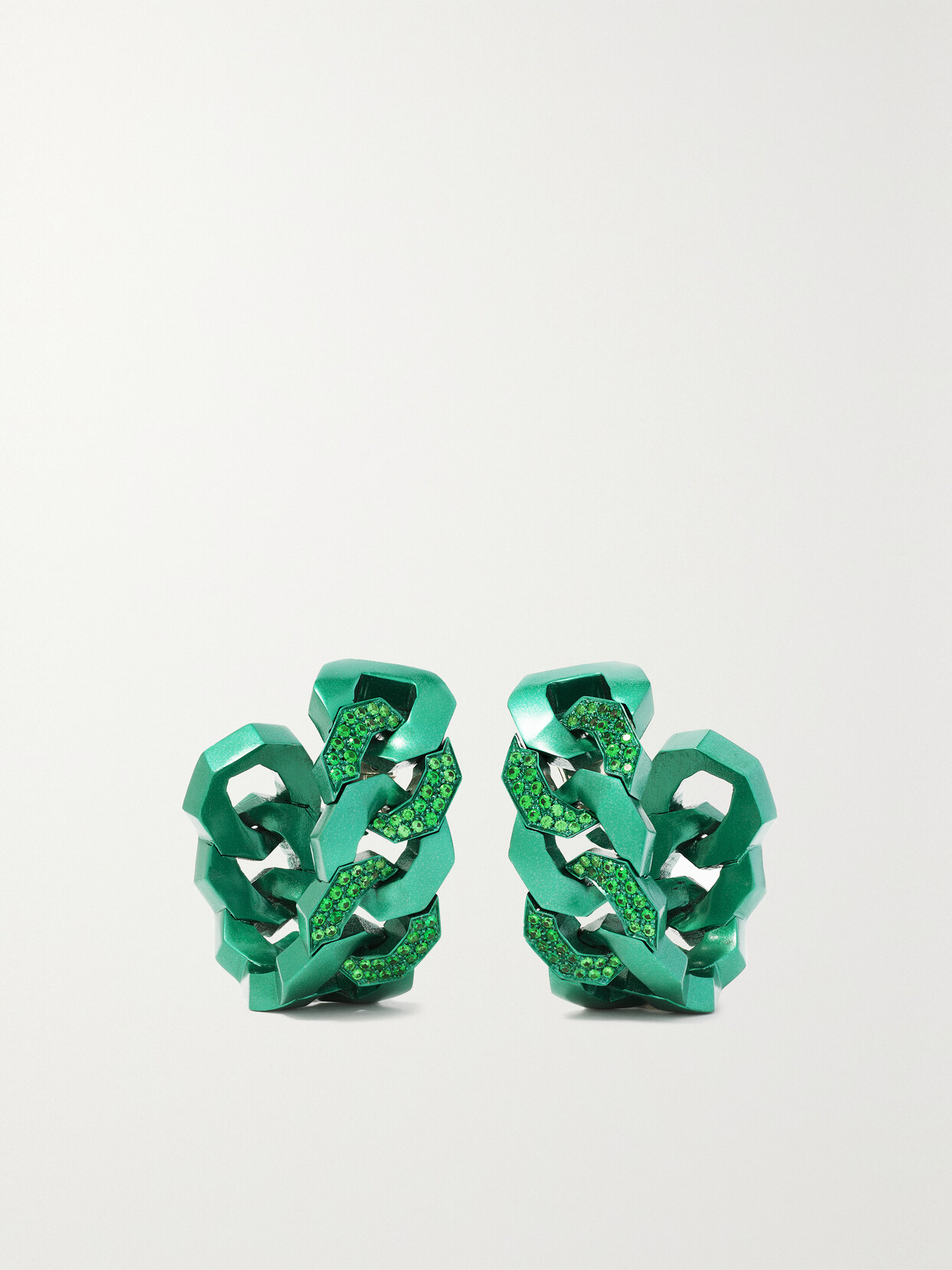 Sabbadini - Soho Titanium And Tsavorite Hoop Earrings - Green