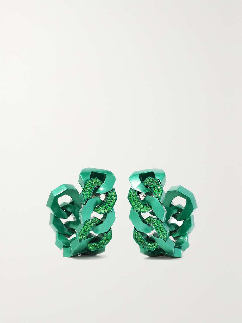 Sabbadini Soho Titanium And Tsavorite Hoop Earrings