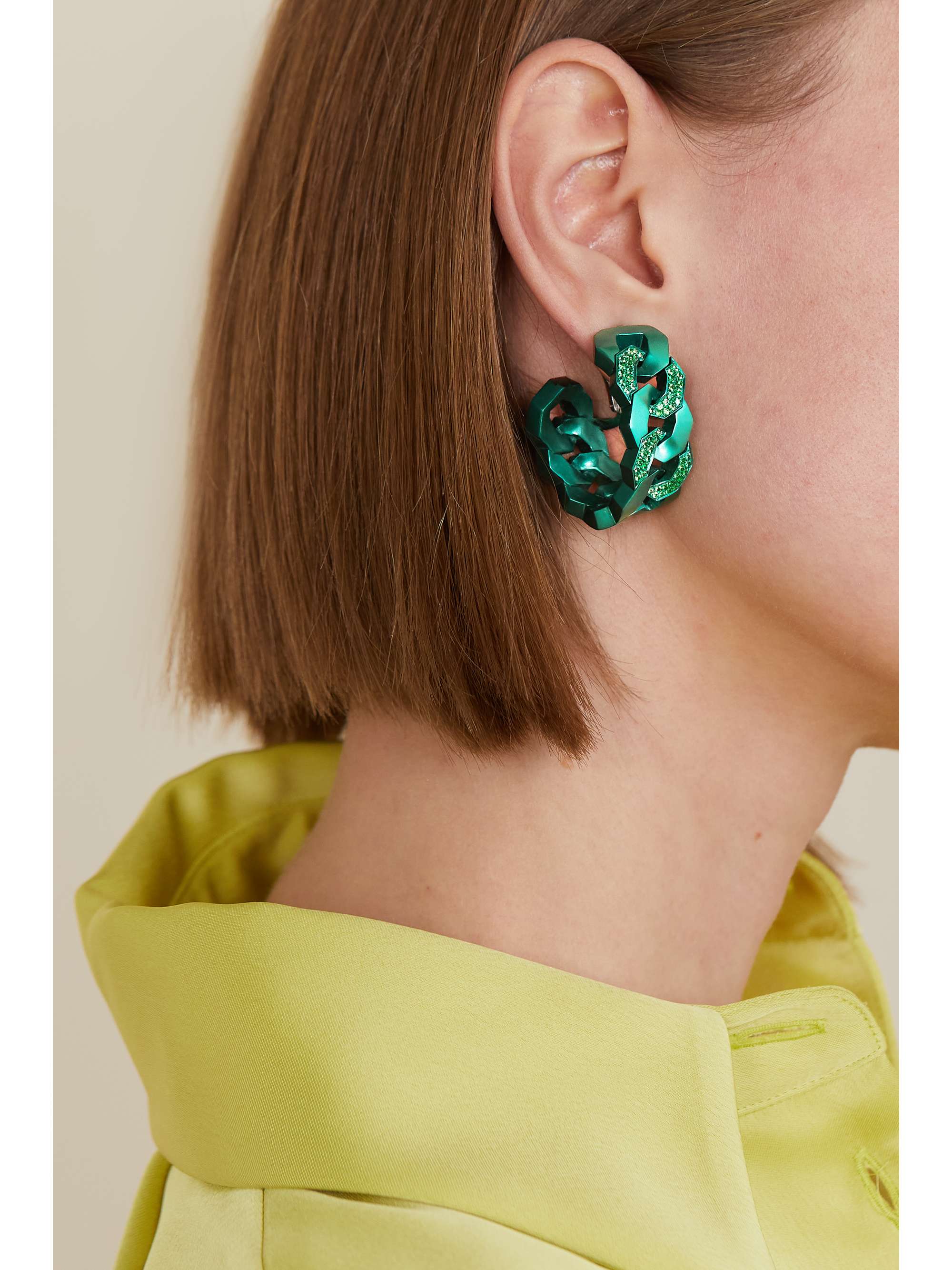 SABBADINI Soho titanium and tsavorite hoop earrings