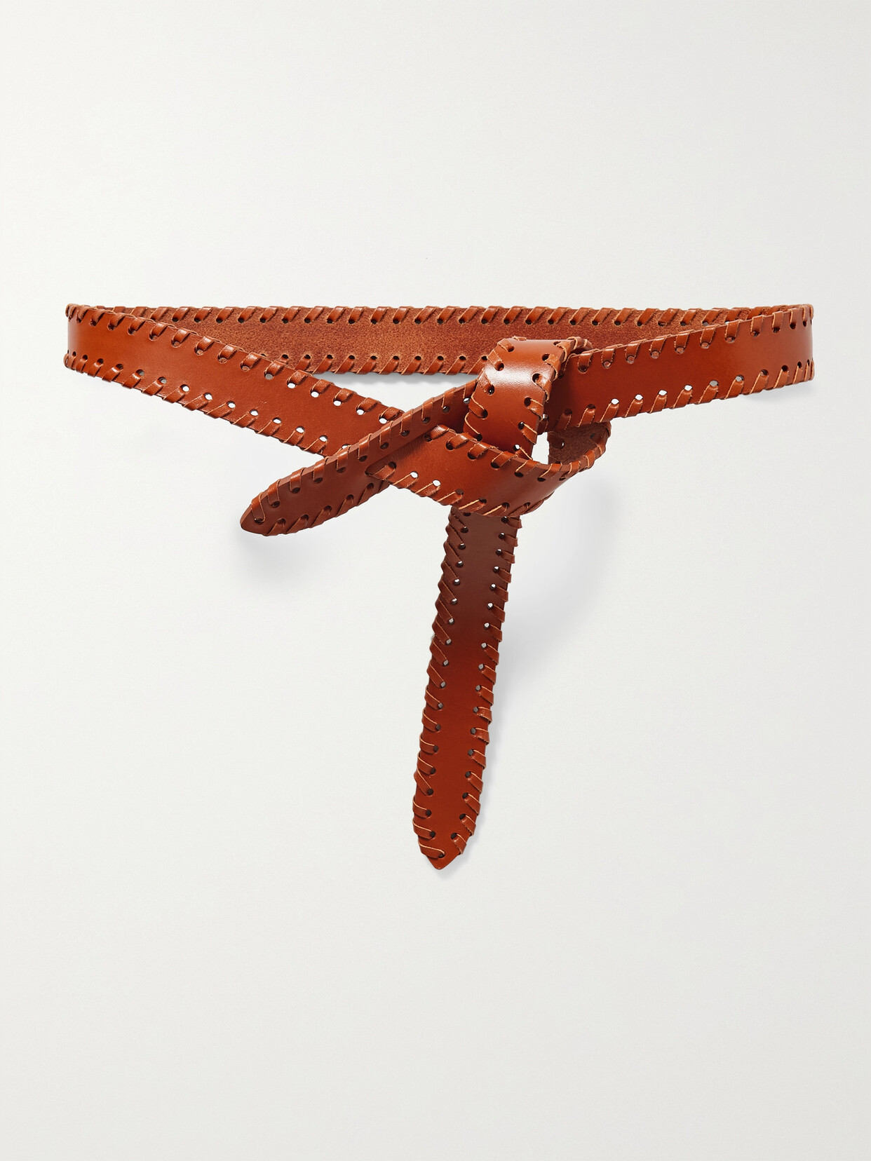 Shop Isabel Marant Lecce Whipstitched Leather Belt In Brown