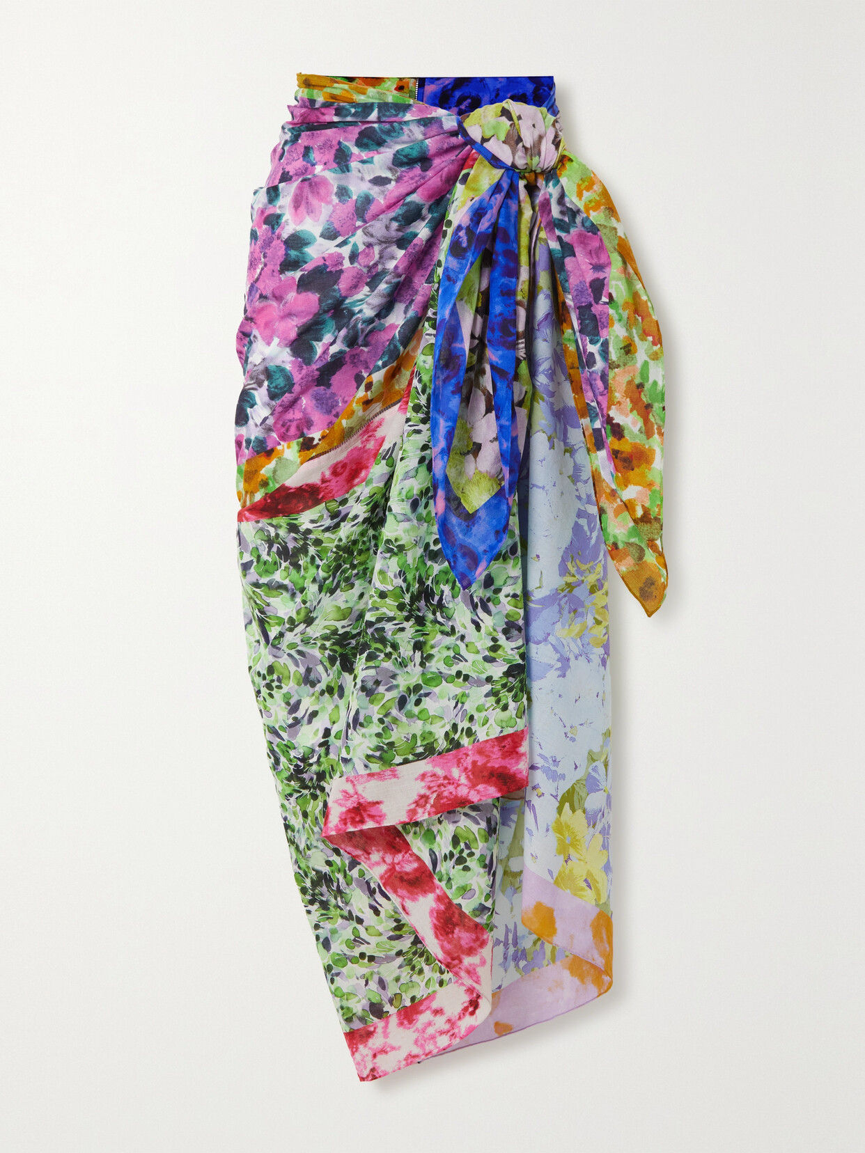 Dries Van Noten - Patchworked Floral-print Cotton-voile Scarf - Pink