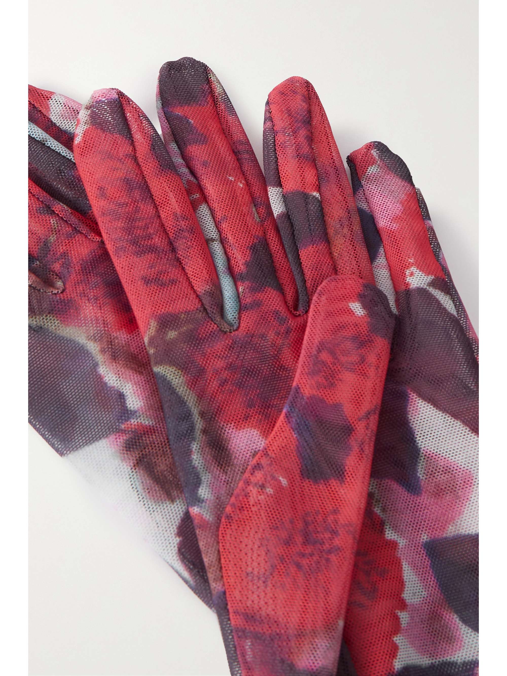 DRIES VAN NOTEN Floral-print stretch-mesh gloves