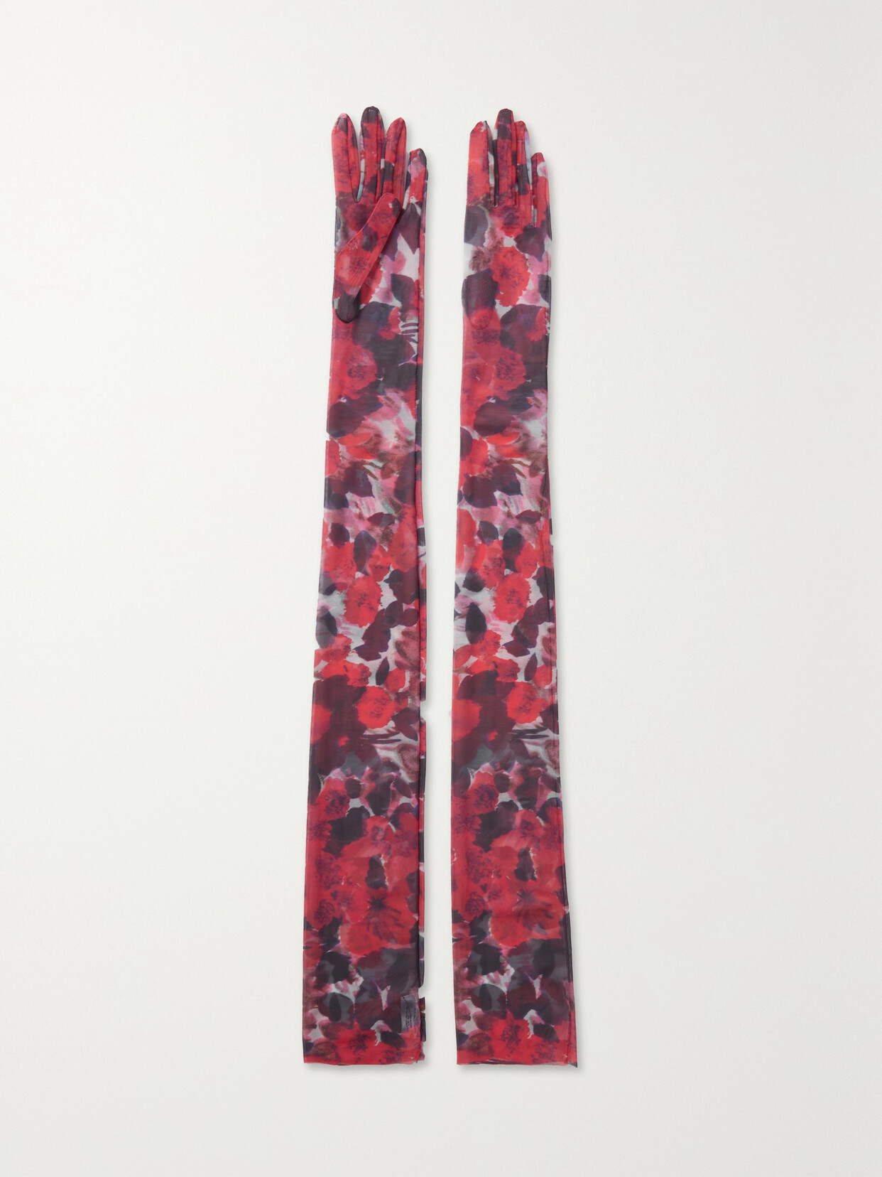 Dries Van Noten - Floral-print Stretch-mesh Gloves - Red