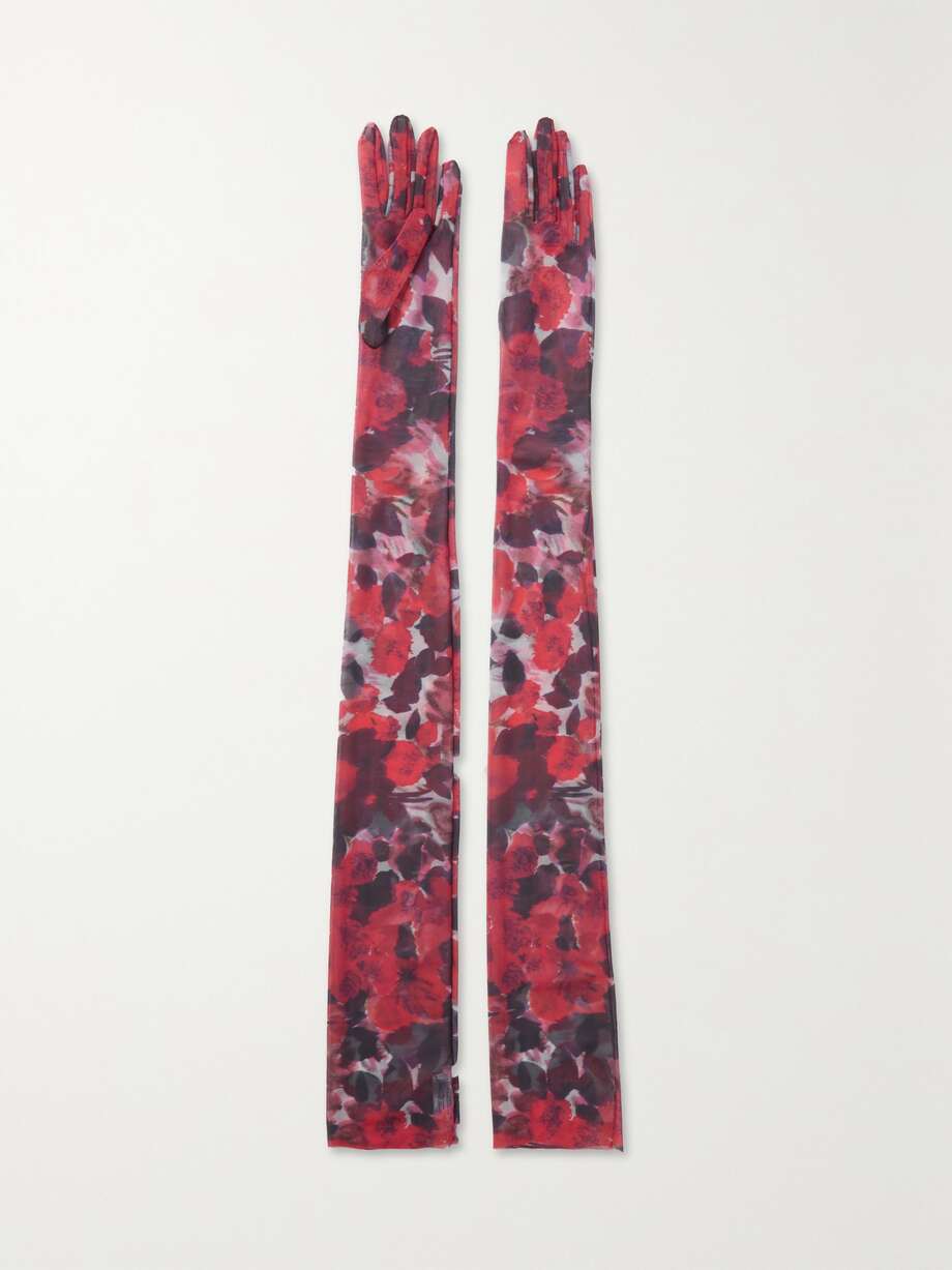 net-a-porter.com | Floral-print stretch-mesh gloves