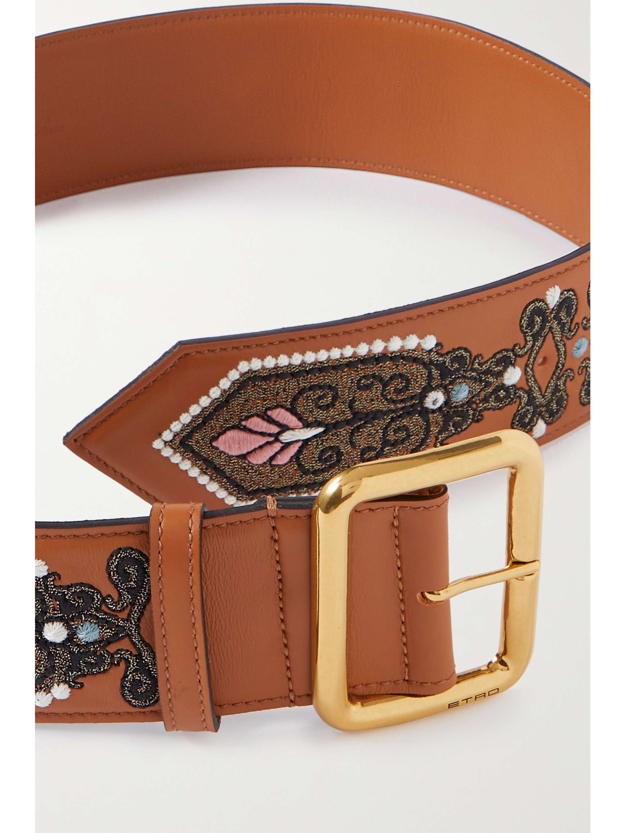 ETRO Embroidered leather belt