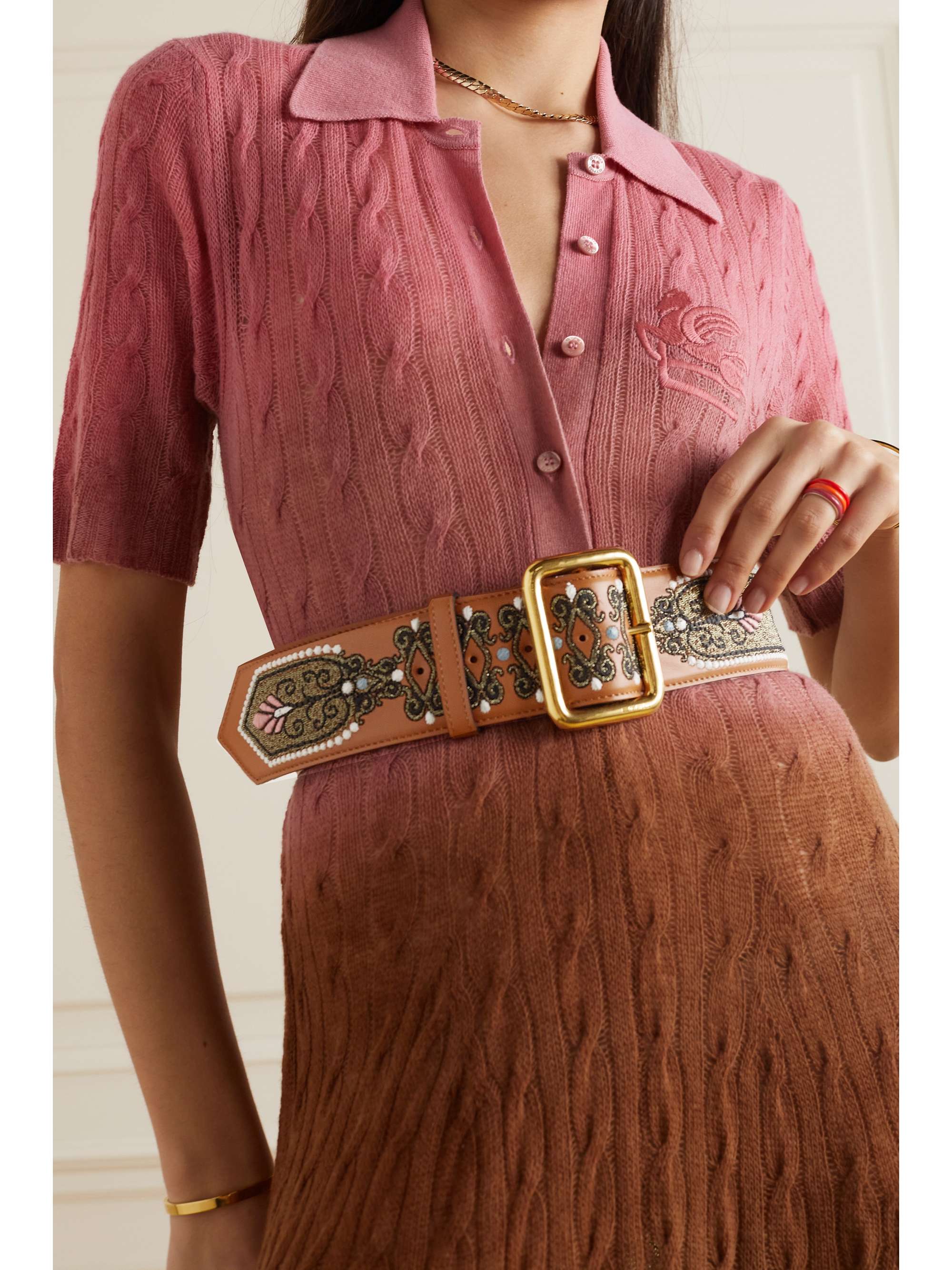 ETRO Embroidered leather belt