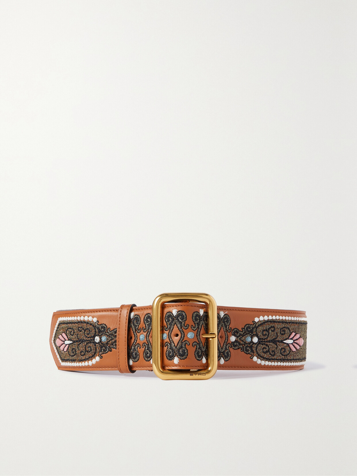 Etro Embroidered Leather Belt - Brown
