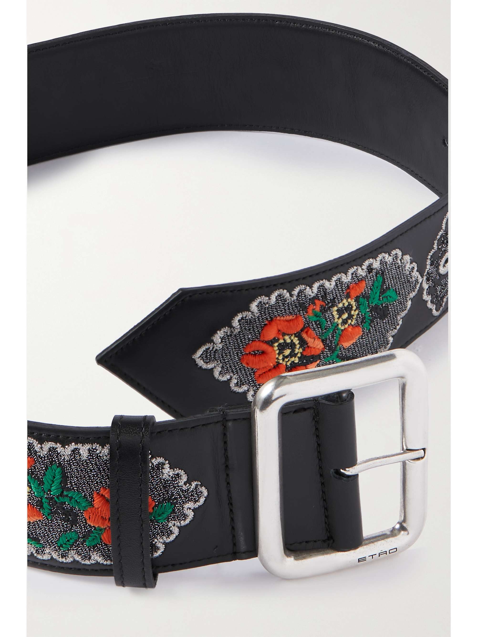 ETRO Embroidered leather belt |