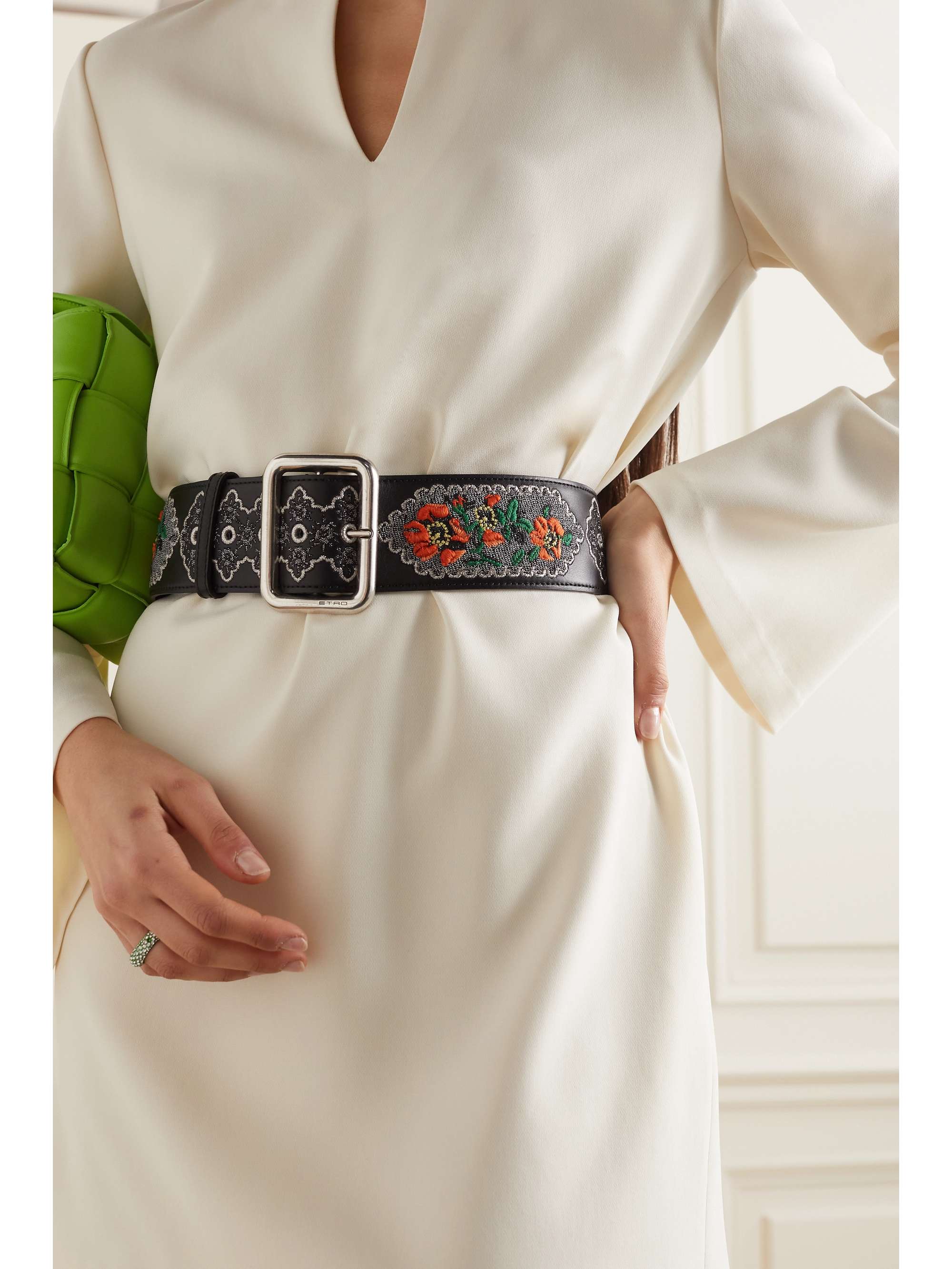 ETRO Embroidered leather belt