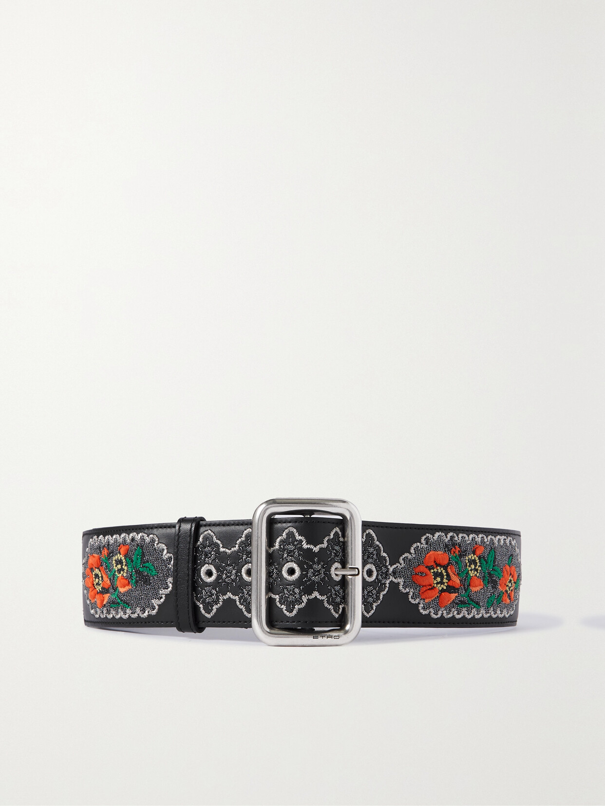 Etro - Embroidered Leather Belt - Black