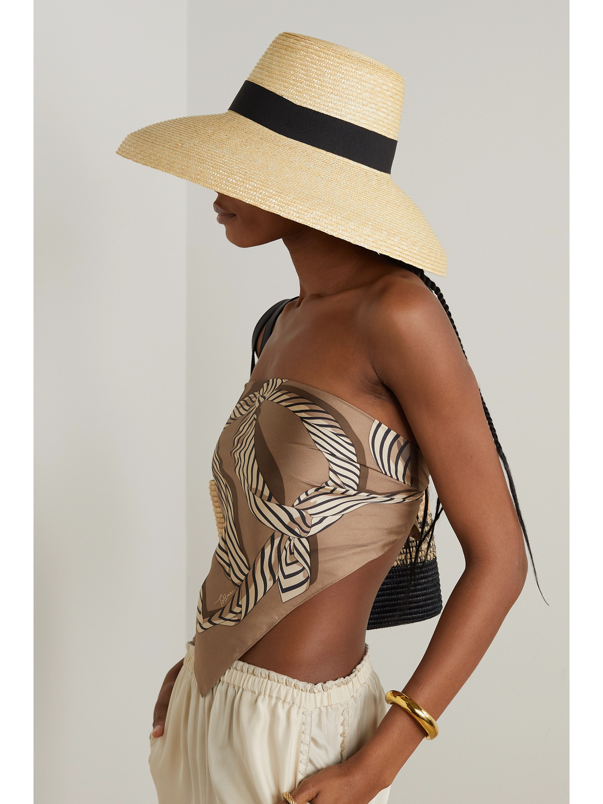 MAX MARA CORONA CANVAS-TRIMMED STRAW HAT