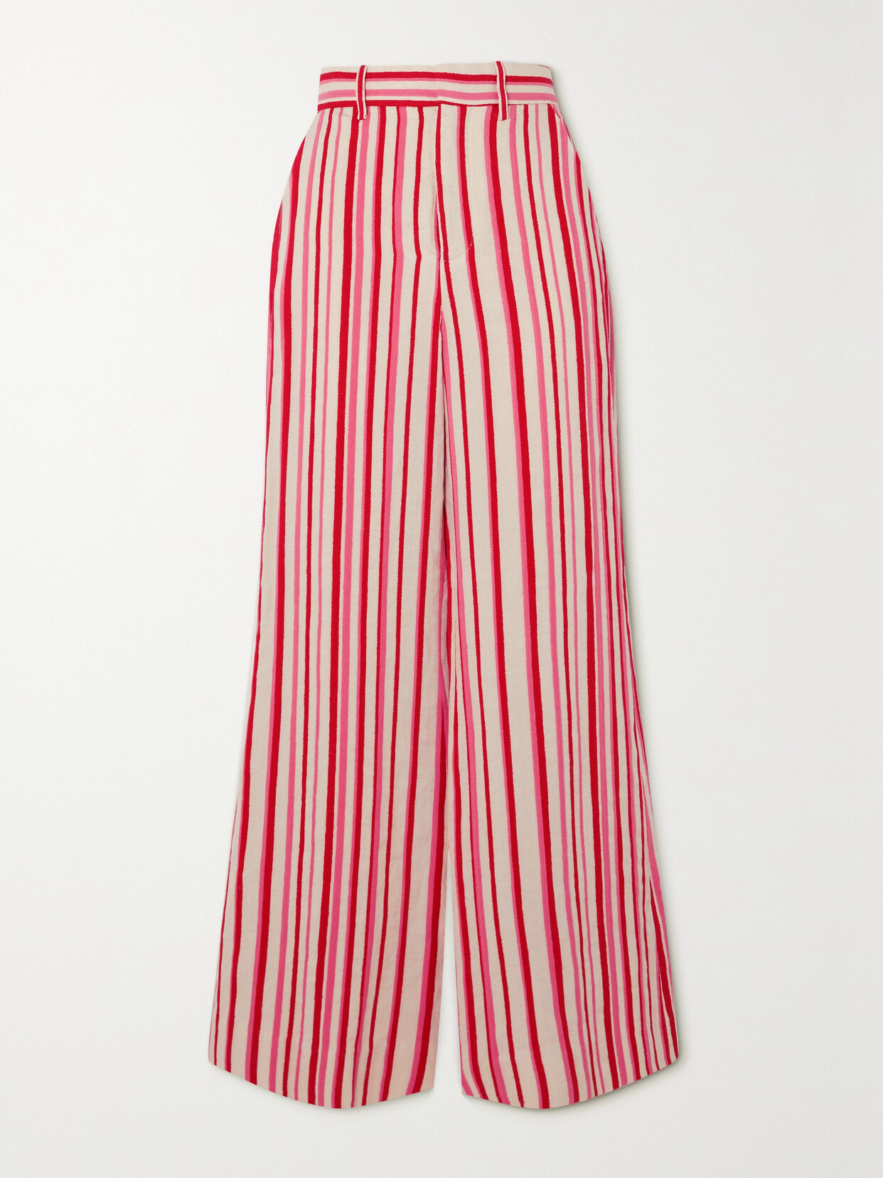 Rosie Assoulin Striped Linen-blend Bouclé-jacquard Wide-leg Pants - Red