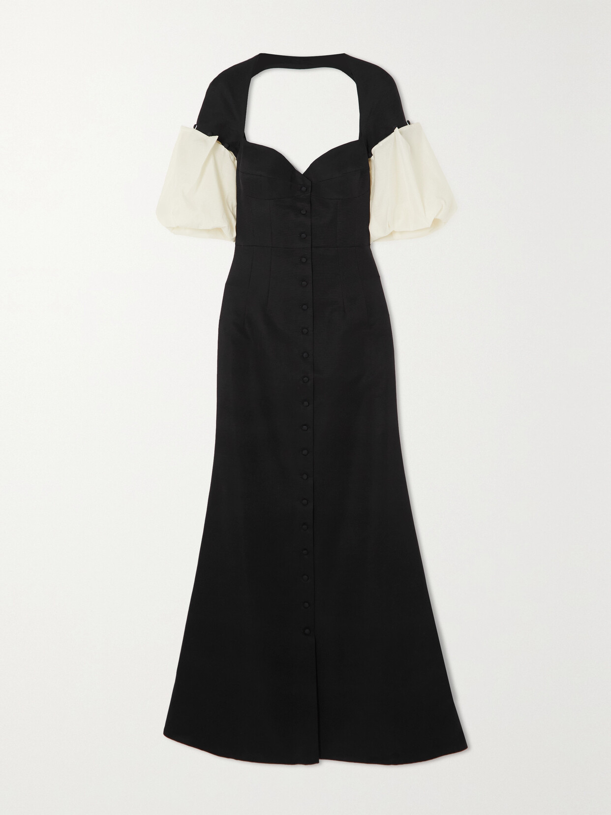 Rosie Assoulin Queen Of Hearts Open-back Cotton-blend Faille And Poplin Maxi Dress - Black