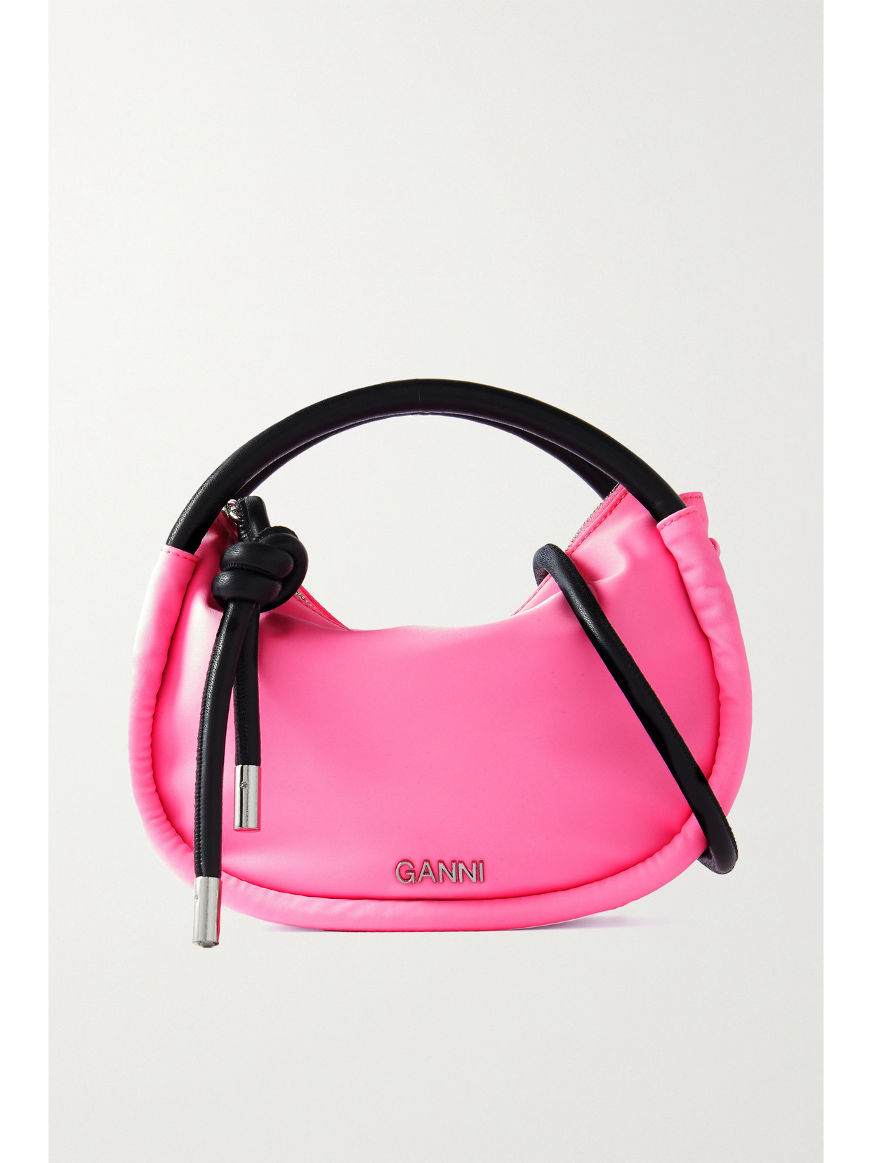 GANNI - Knot Mini Recycled-shell And Leather Shoulder Bag - Pink