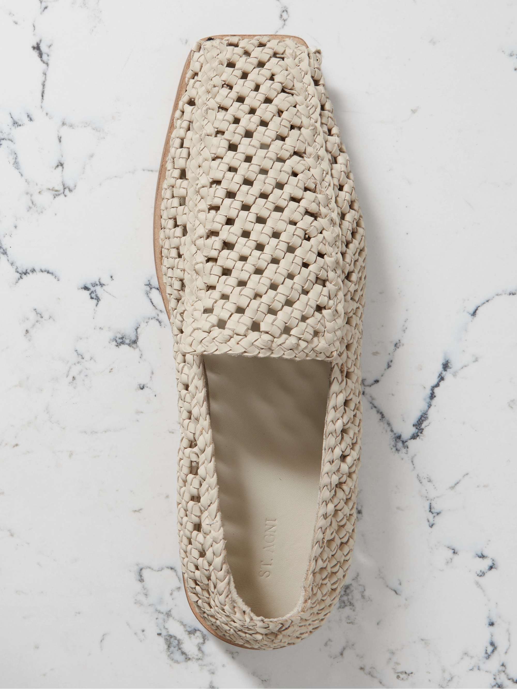 ST. AGNI + NET SUSTAIN macramé leather loafers | NET-A-PORTER