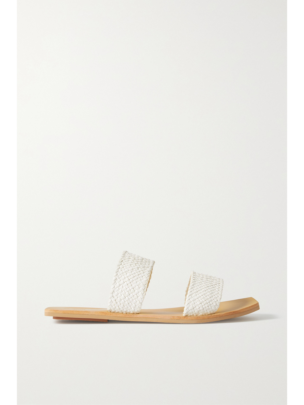 ST. AGNI - Clea Woven Leather Slides - White