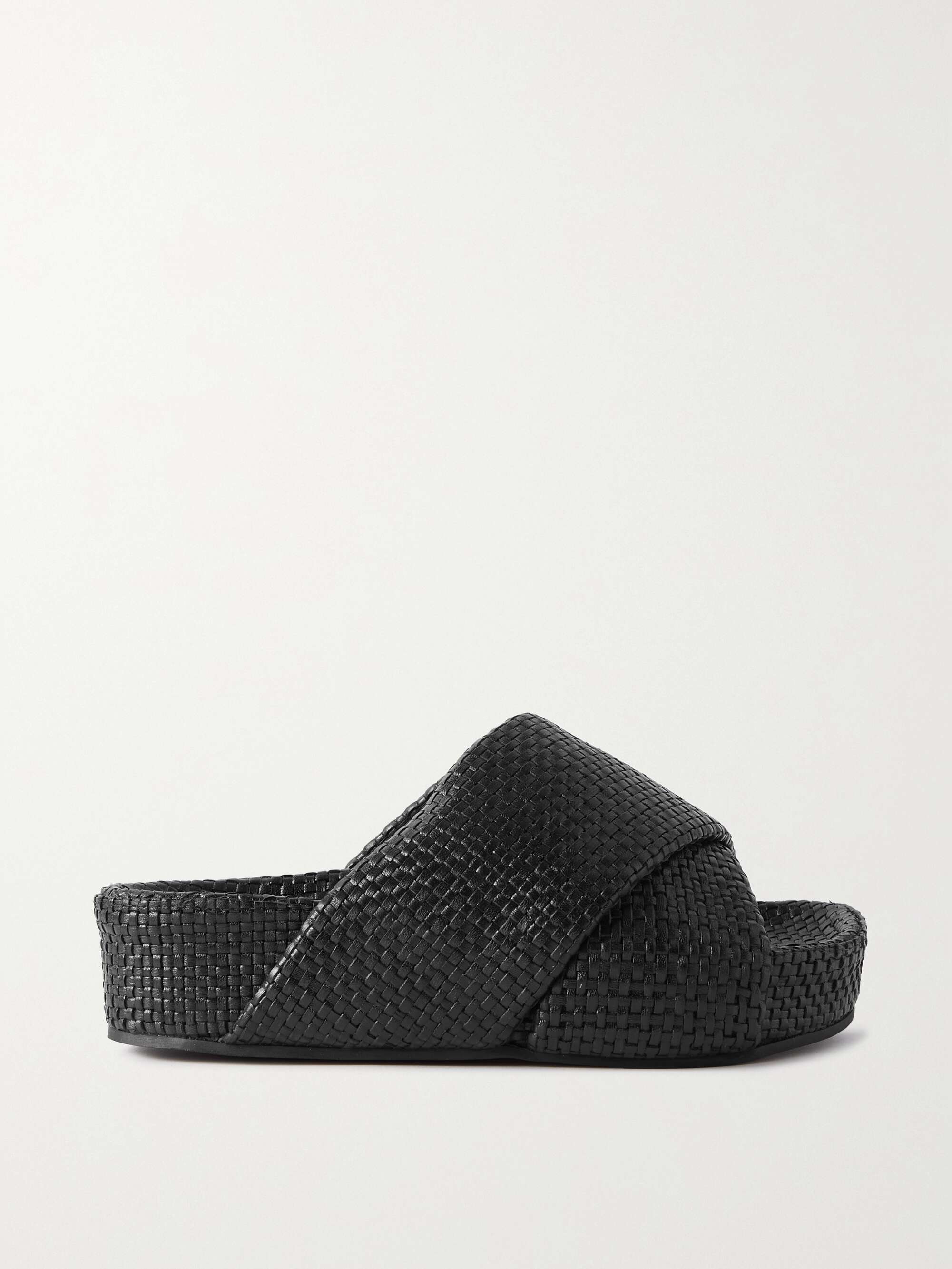 ST. AGNI + NET SUSTAIN Woven leather platform slides | NET-A-PORTER