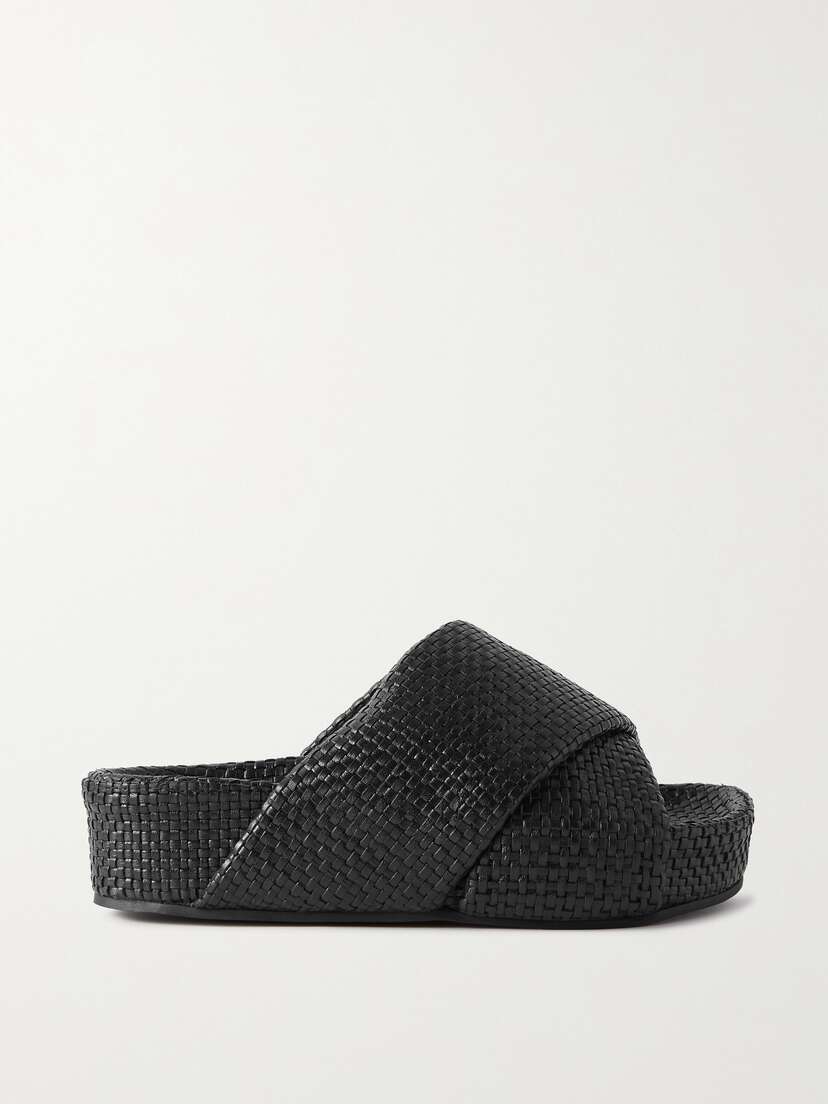 St. Agni + Net Sustain Woven Leather Platform Slides