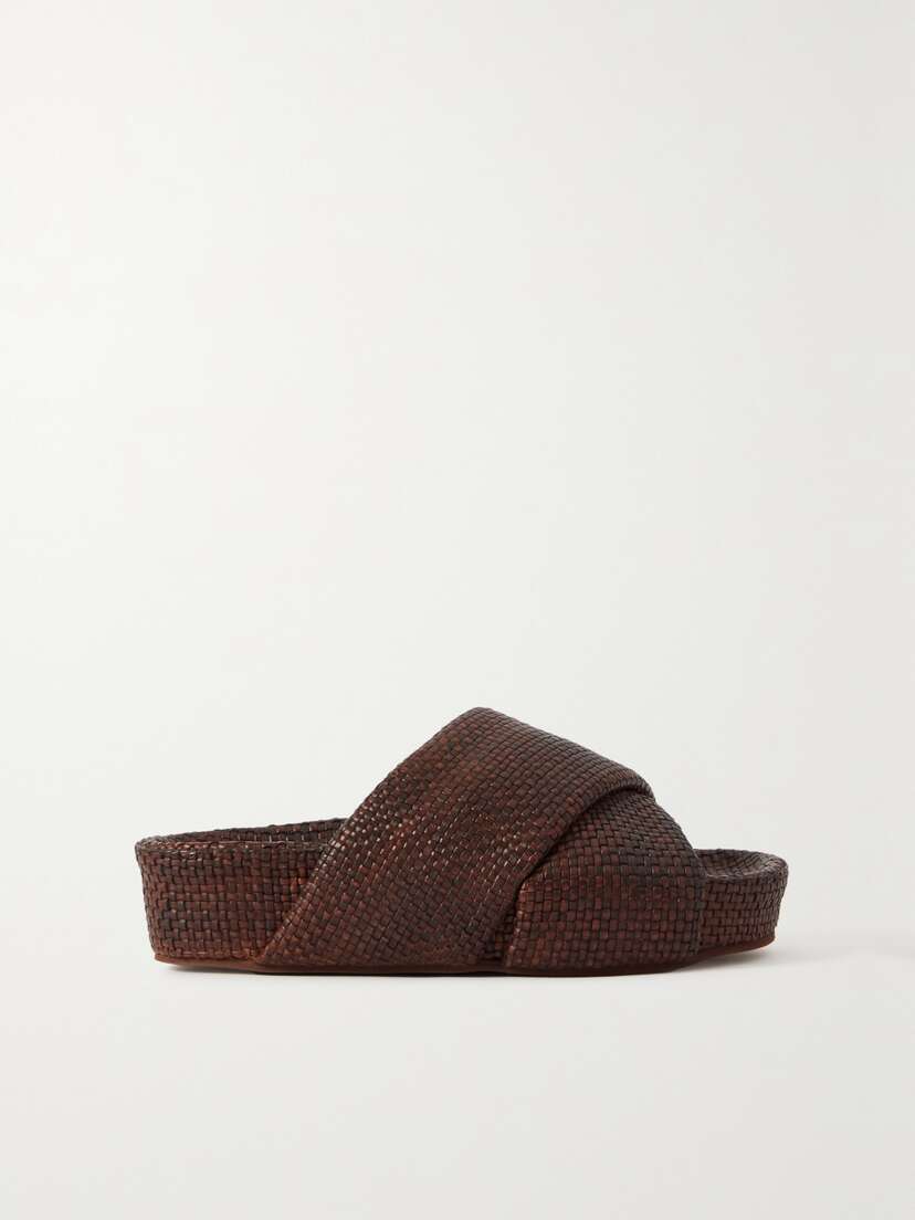 St. Agni + Net Sustain Woven Leather Platform Slides