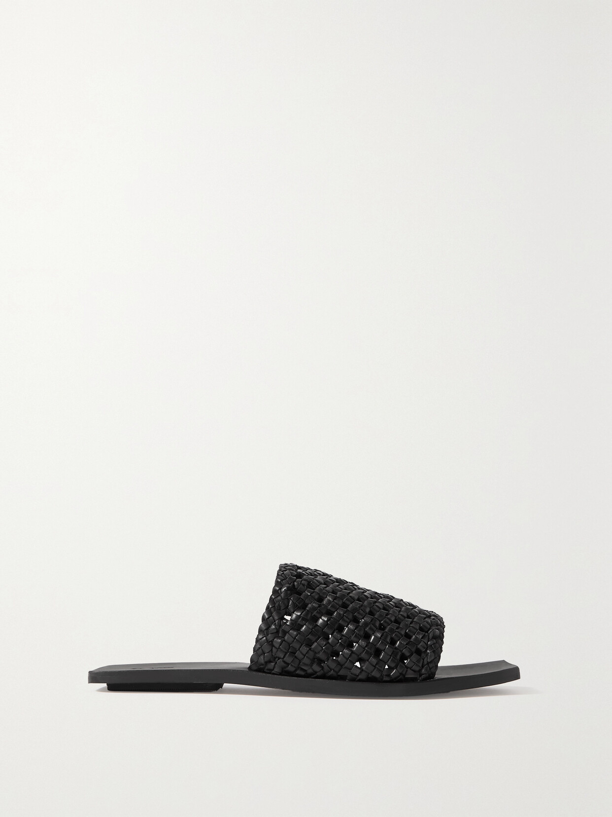 St. Agni + Net Sustain Macramé Leather Slides In Black
