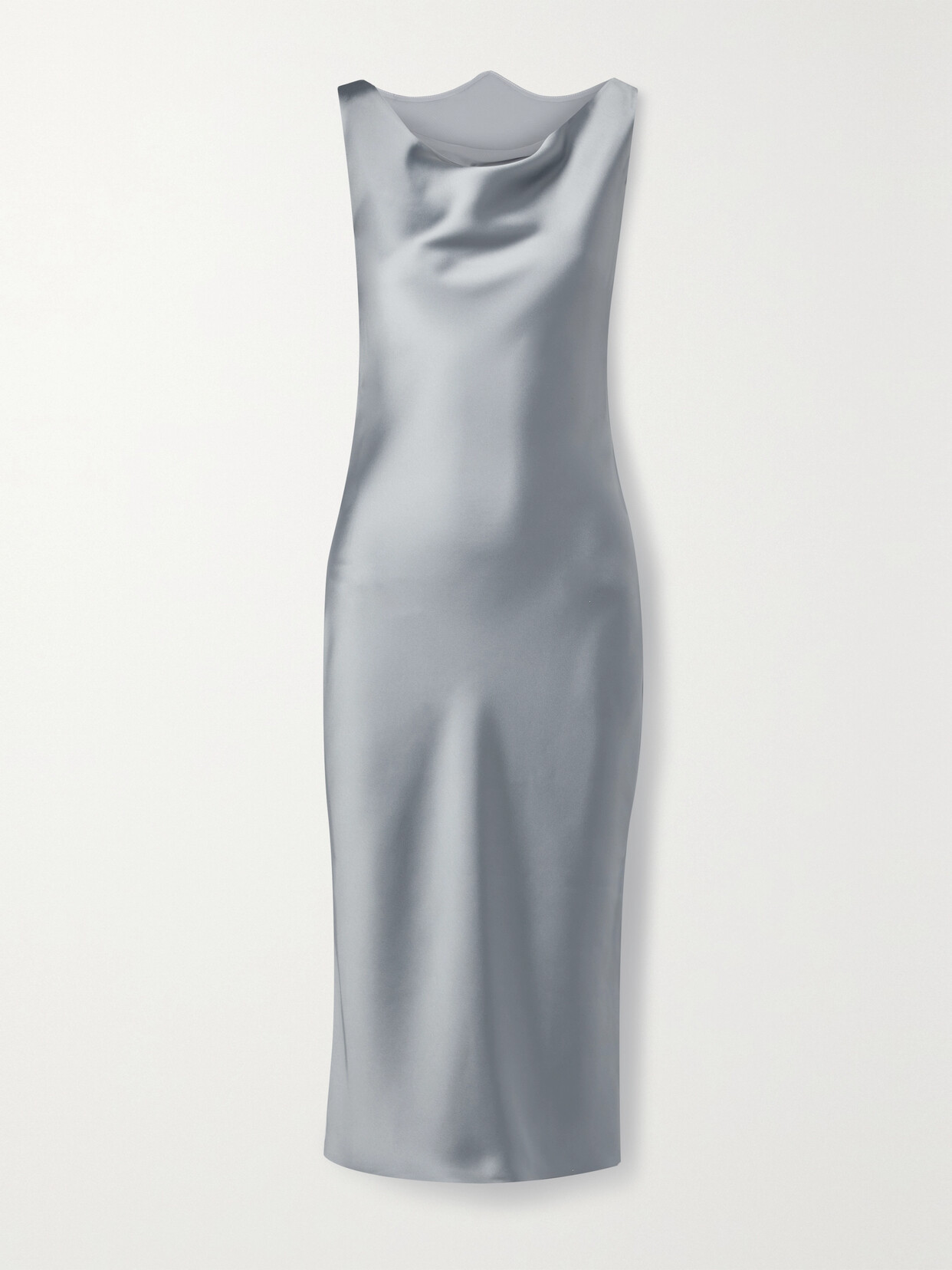 Norma Kamali - Maria Satin Midi Dress - Silver