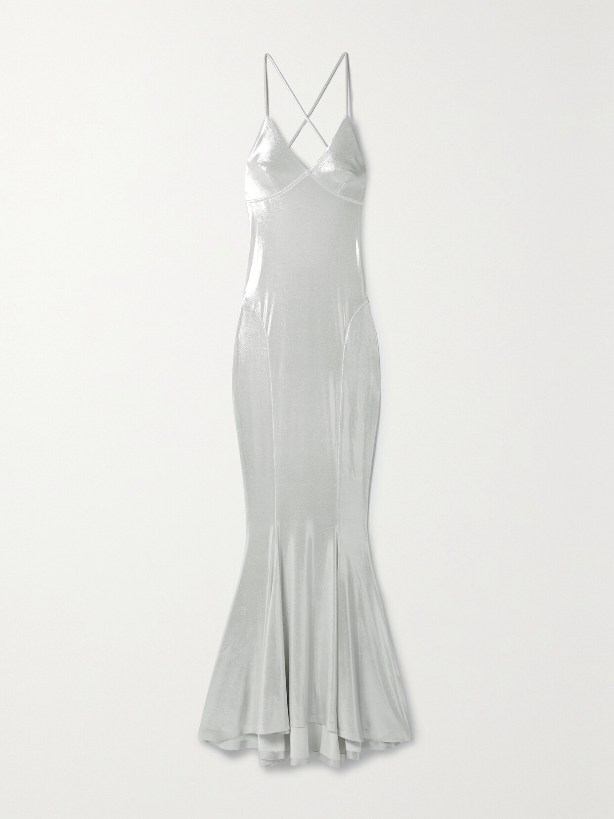 Norma Kamali - Open-back Stretch-lamé Gown - Silver