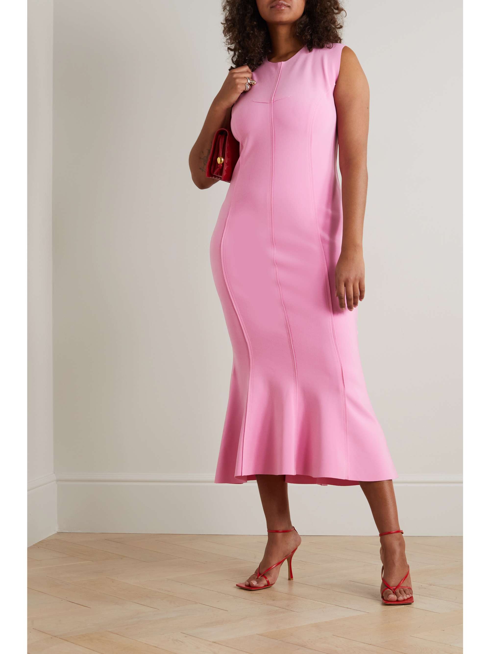 NORMA KAMALI Grace paneled stretch-jersey midi dress