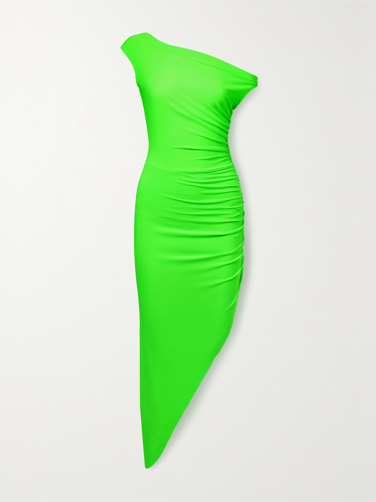 Norma Kamali - Asymmetric Draped Ruched Stretch-jersey Dress - Green