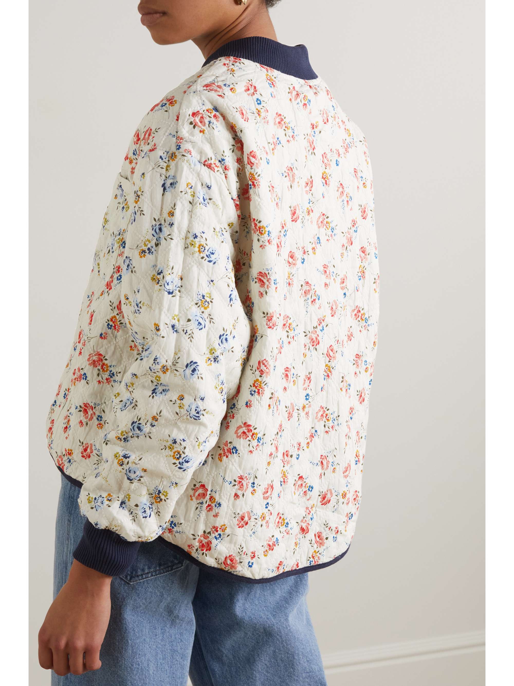 THE GREAT. The Reversible floralprint quilted cotton bomber jacket