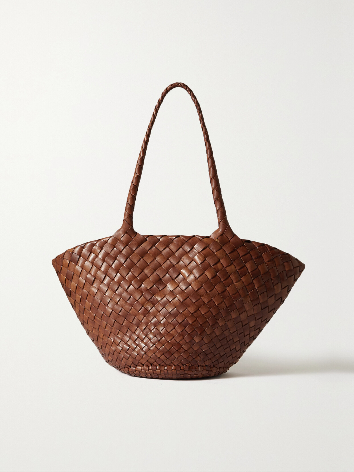 Dragon Diffusion Egola Woven Leather Tote In Brown