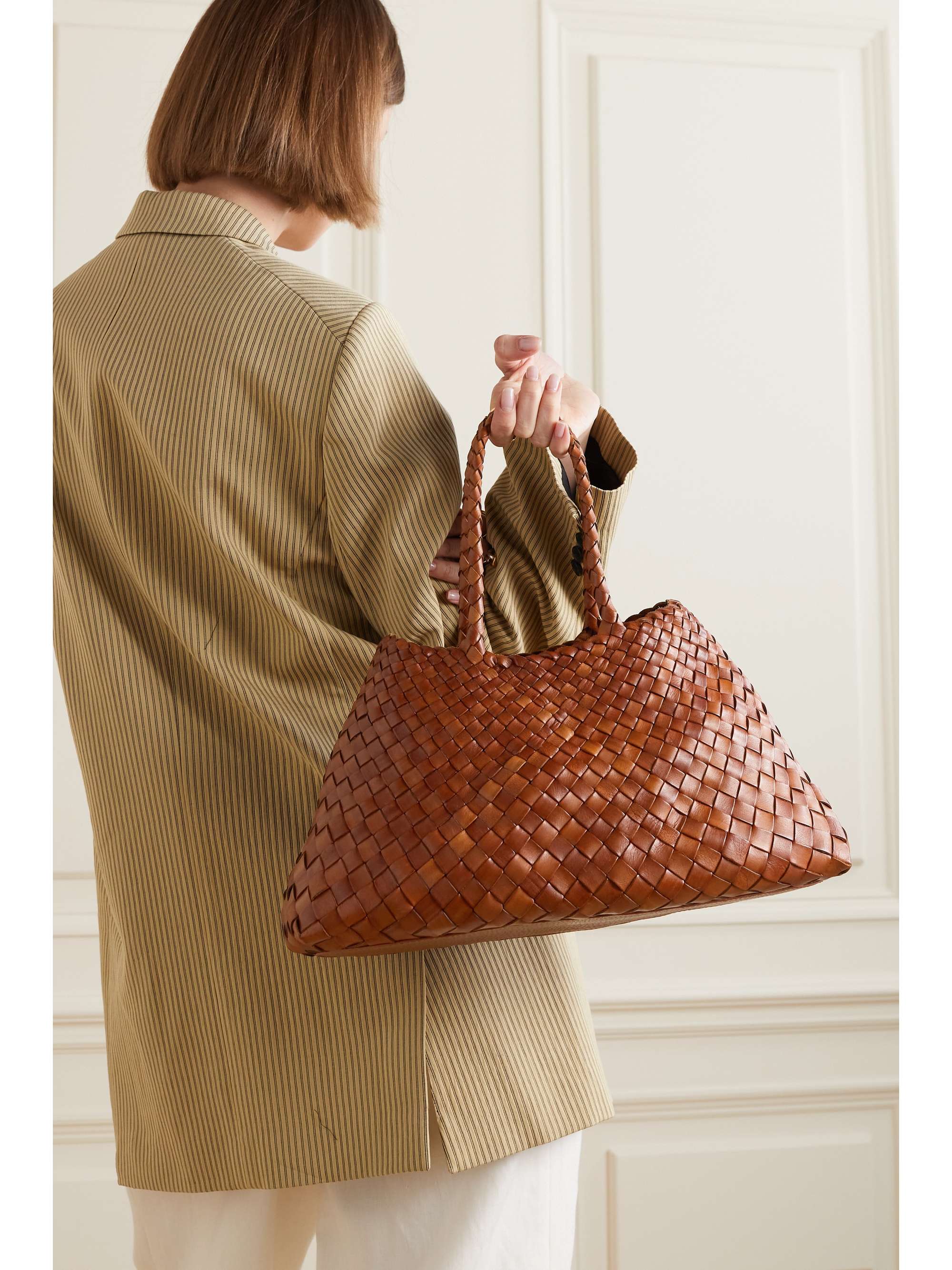 Brown Nantucket large woven-leather basket bag, Dragon Diffusion