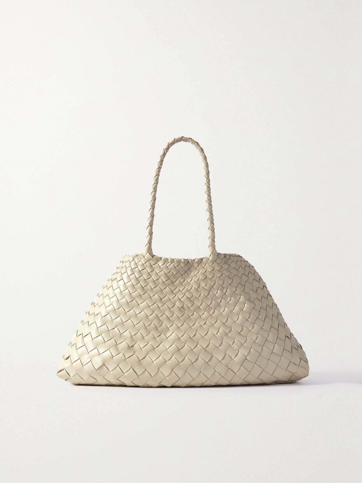 Dragon Diffusion Santa Croce Big Woven Leather Tote In Cream