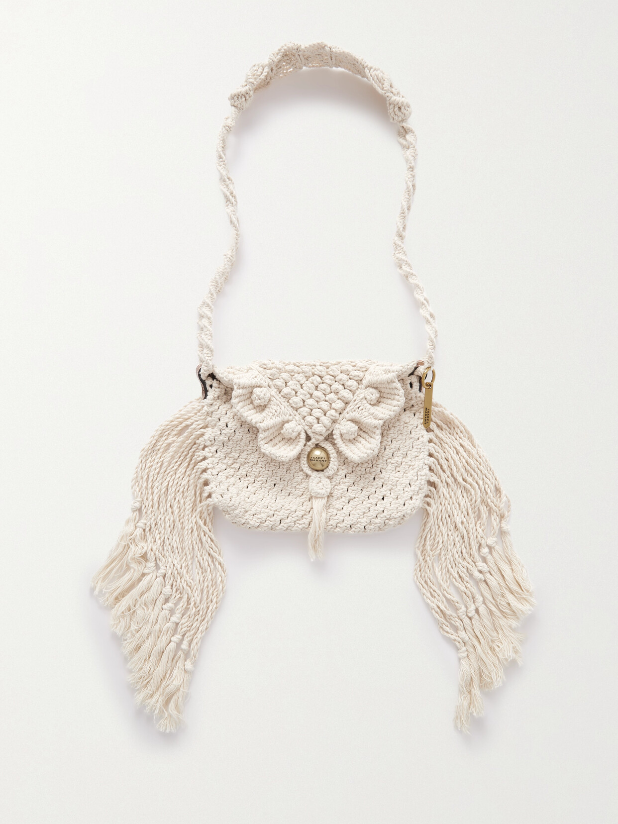 Isabel Marant - Merine Fringed Crochet-knit Shoulder Bag - Ecru