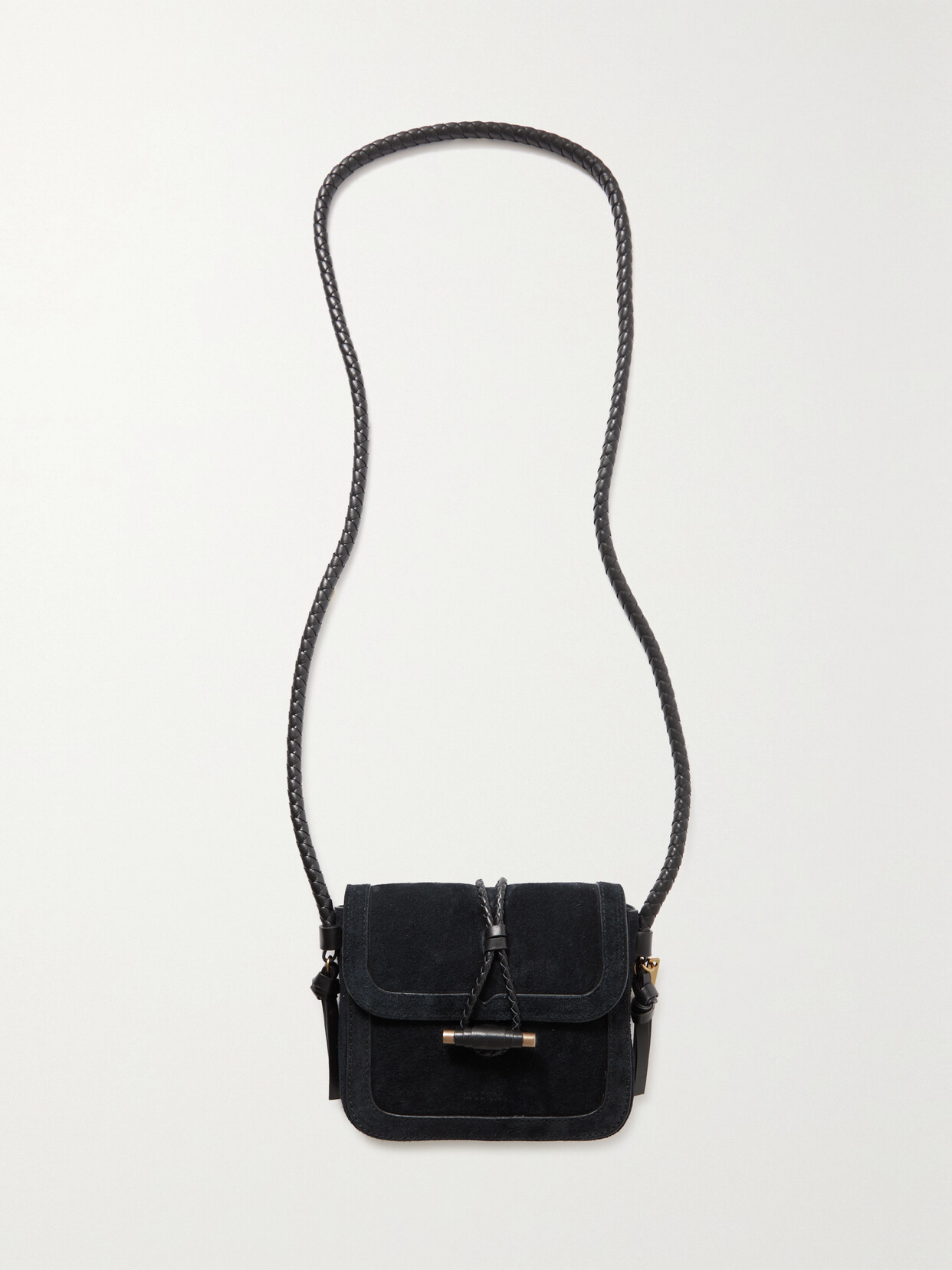 Isabel Marant Vigo Leather-trimmed Suede Shoulder Bag In Black