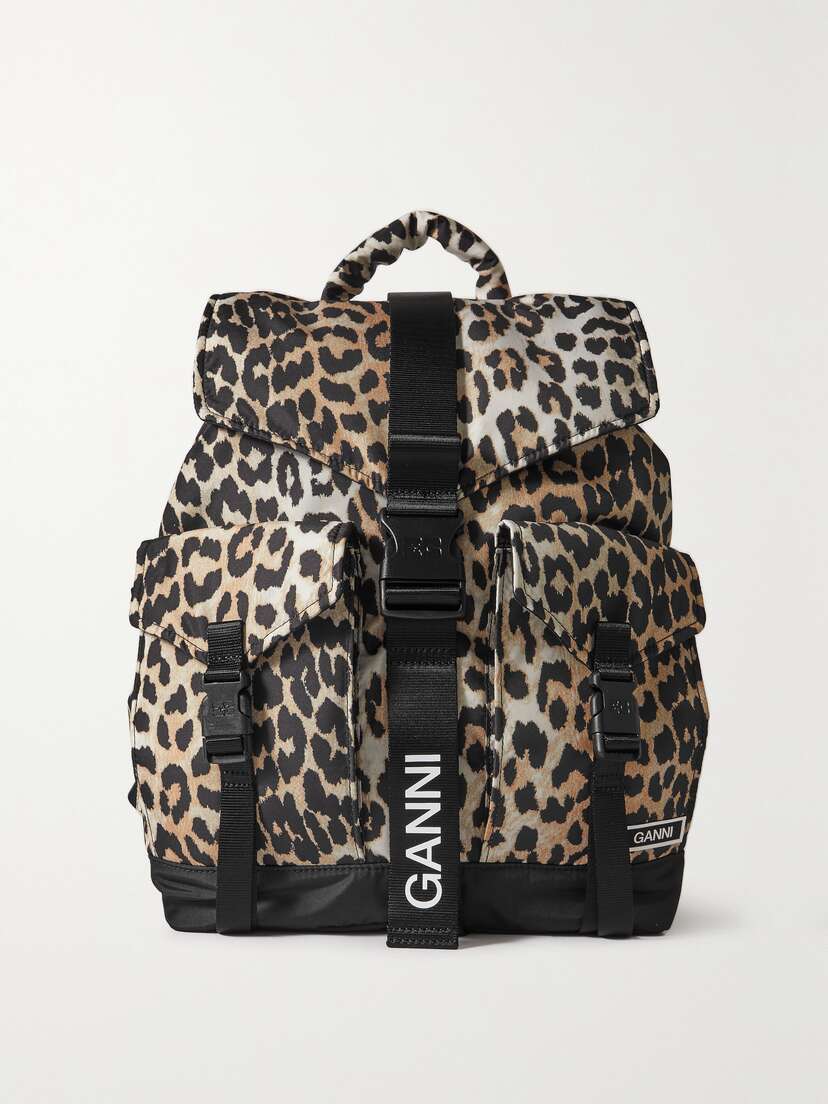 Ganni + Net Sustain Leopard-print Recycled-shell Backpack