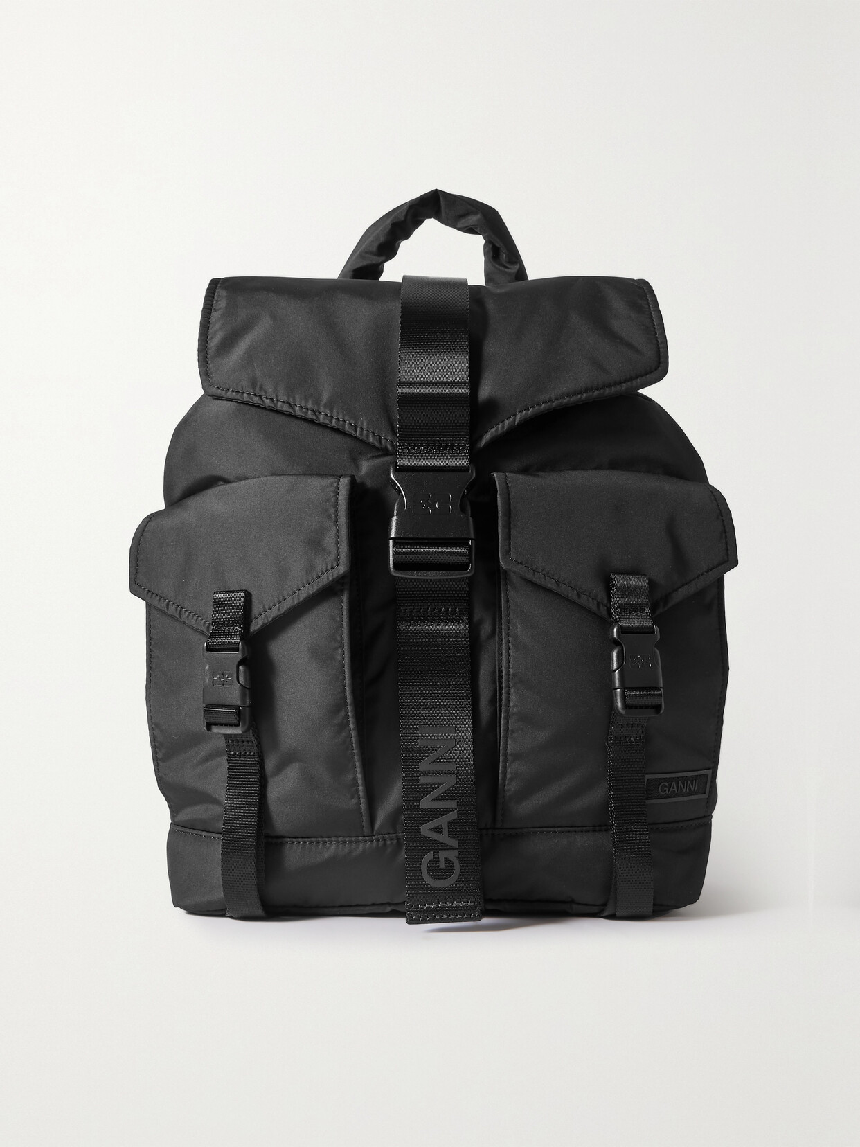 Ganni Recycled-shell Backpack In Black