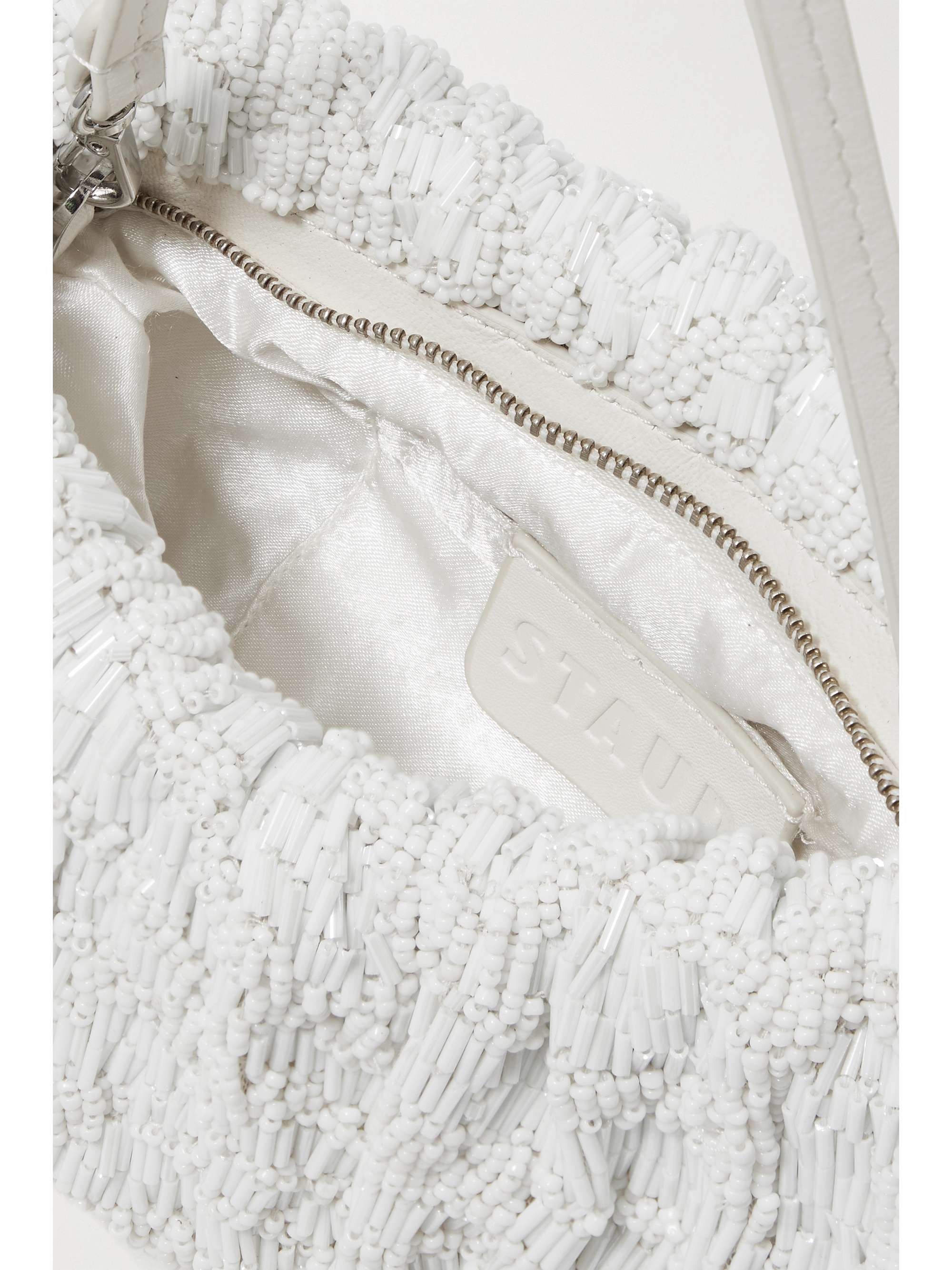 STAUD Bean bead-embellished gathered leather shoulder bag