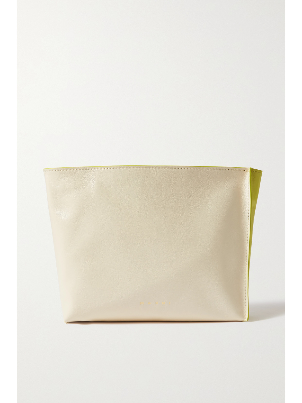 Marni - Color-block Glossed-leather Pouch - Off-white