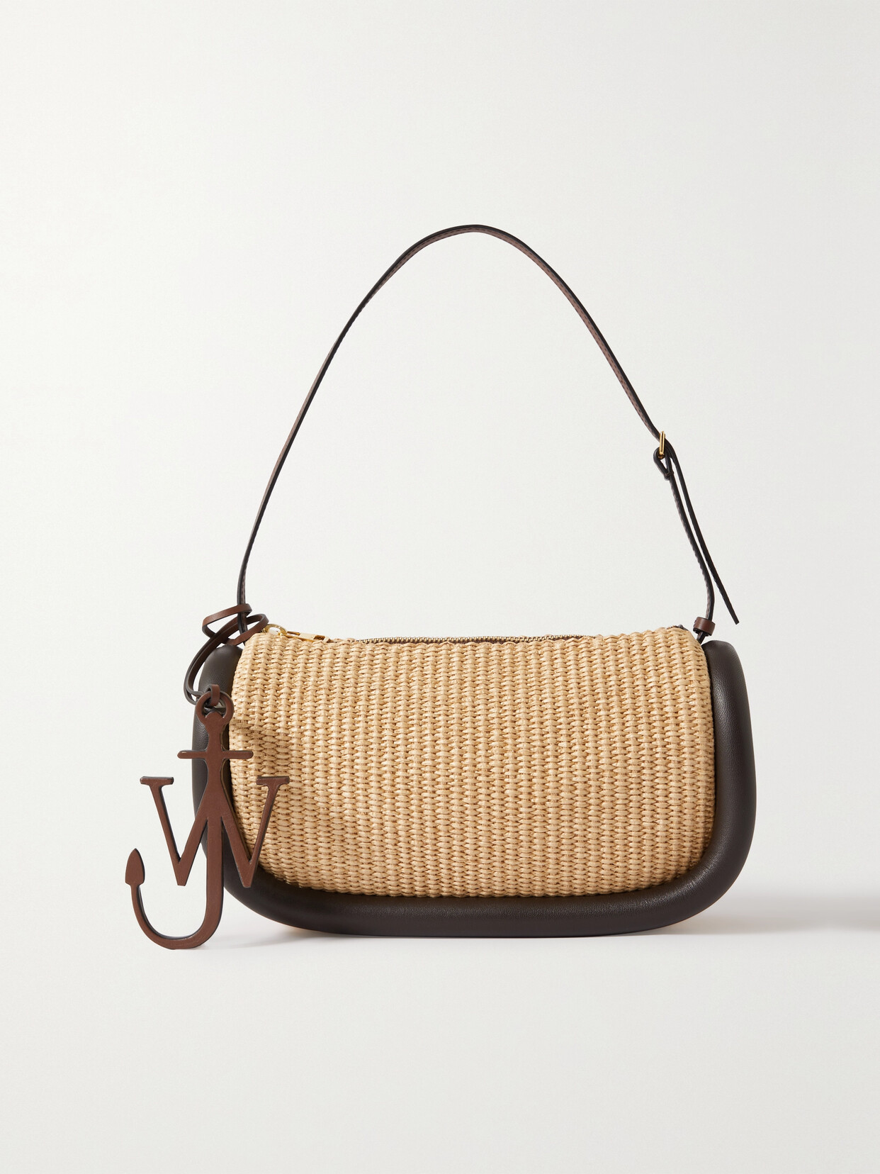 JW Anderson - Bumper-15 Embellished Leather-trimmed Raffia Shoulder Bag - Neutrals