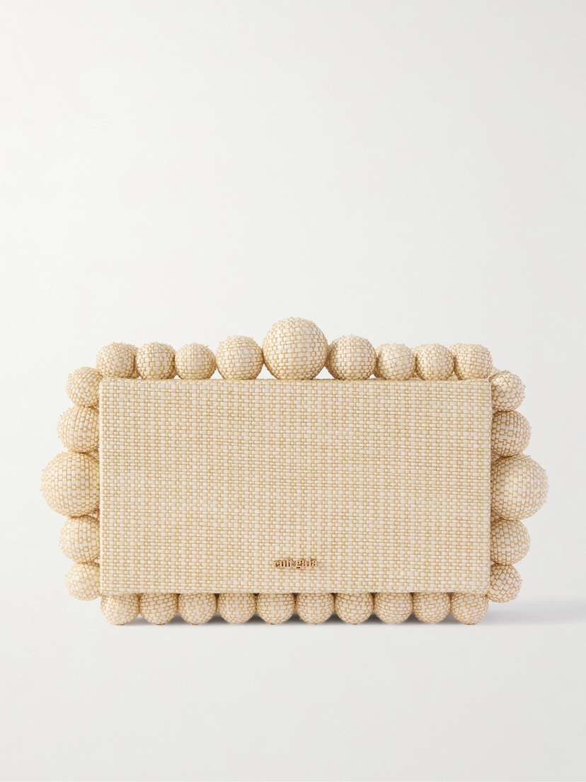 Cult Gaia Eos Embellished Beaded Marbled Acrylic Clutch