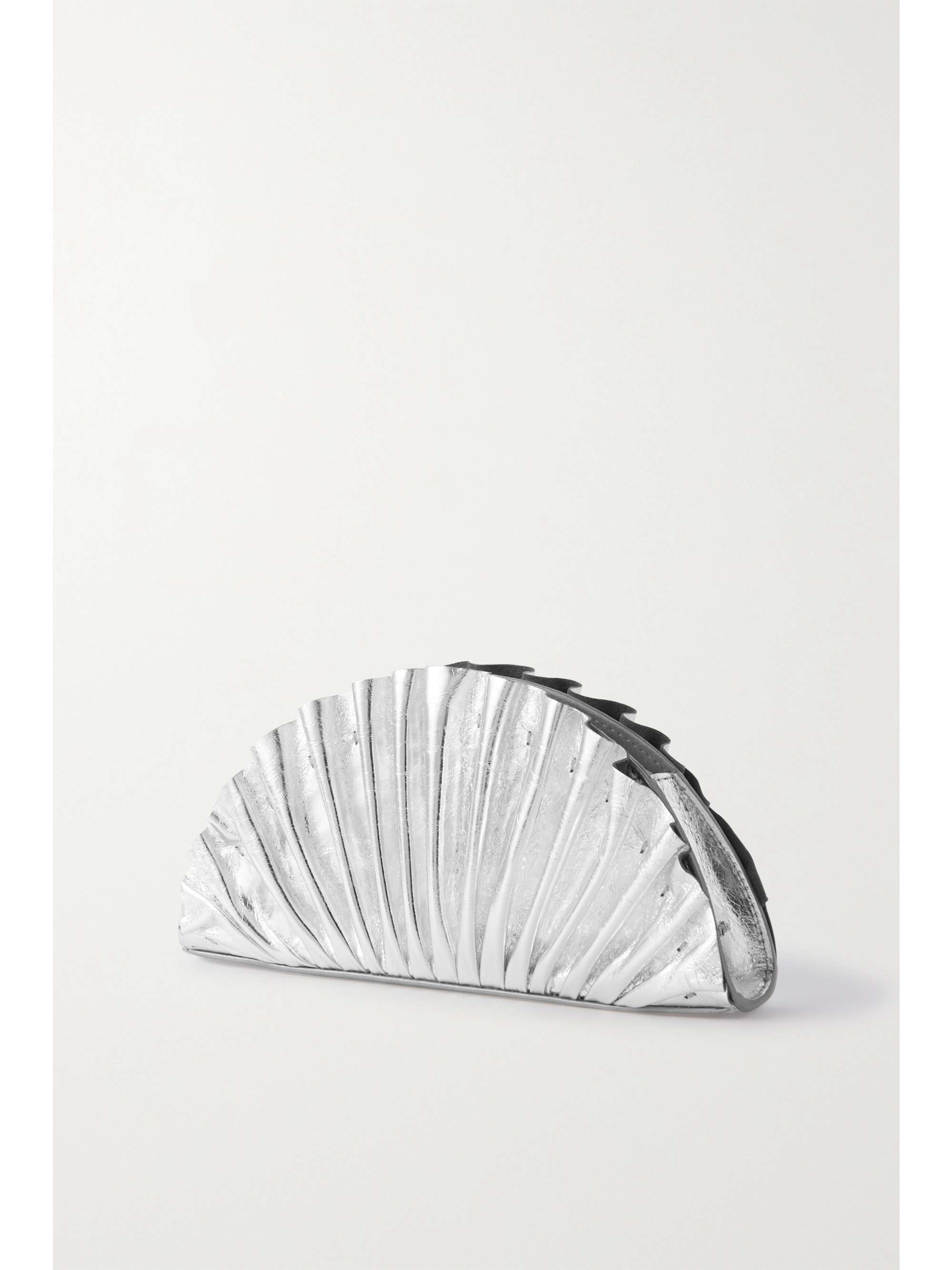 CULT GAIA Nala ruched metallic leather clutch